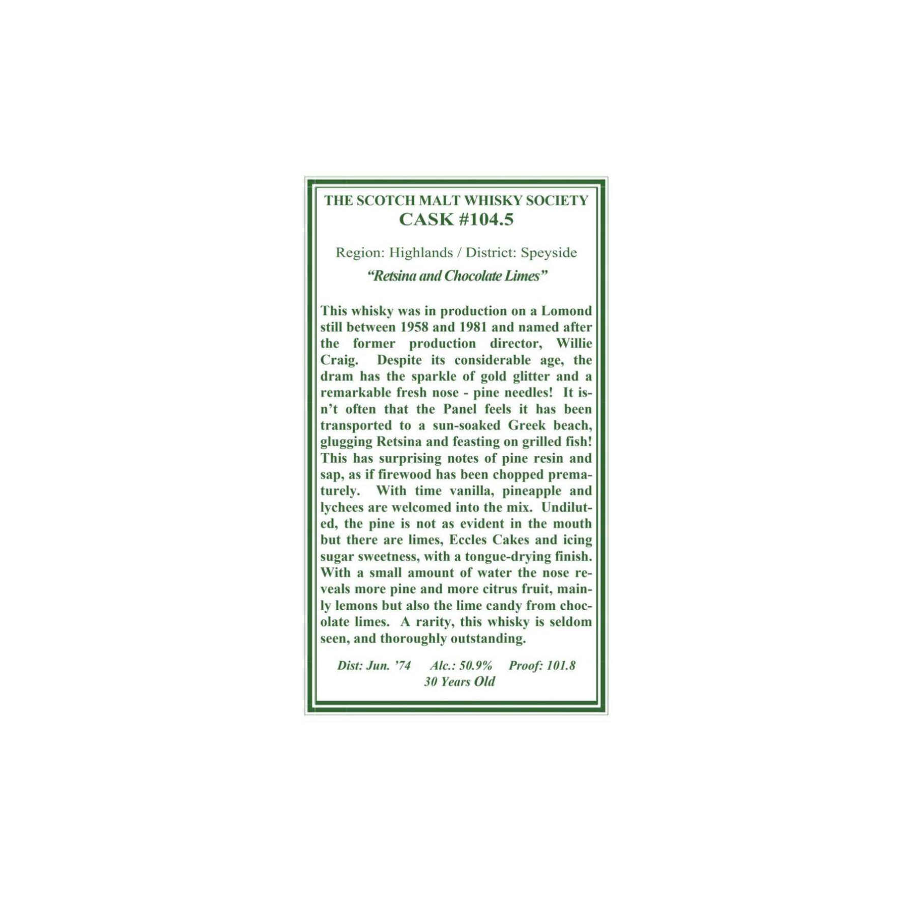 The Scotch Malt Whisky Society 1974 30 Years Single Malt Whisky
