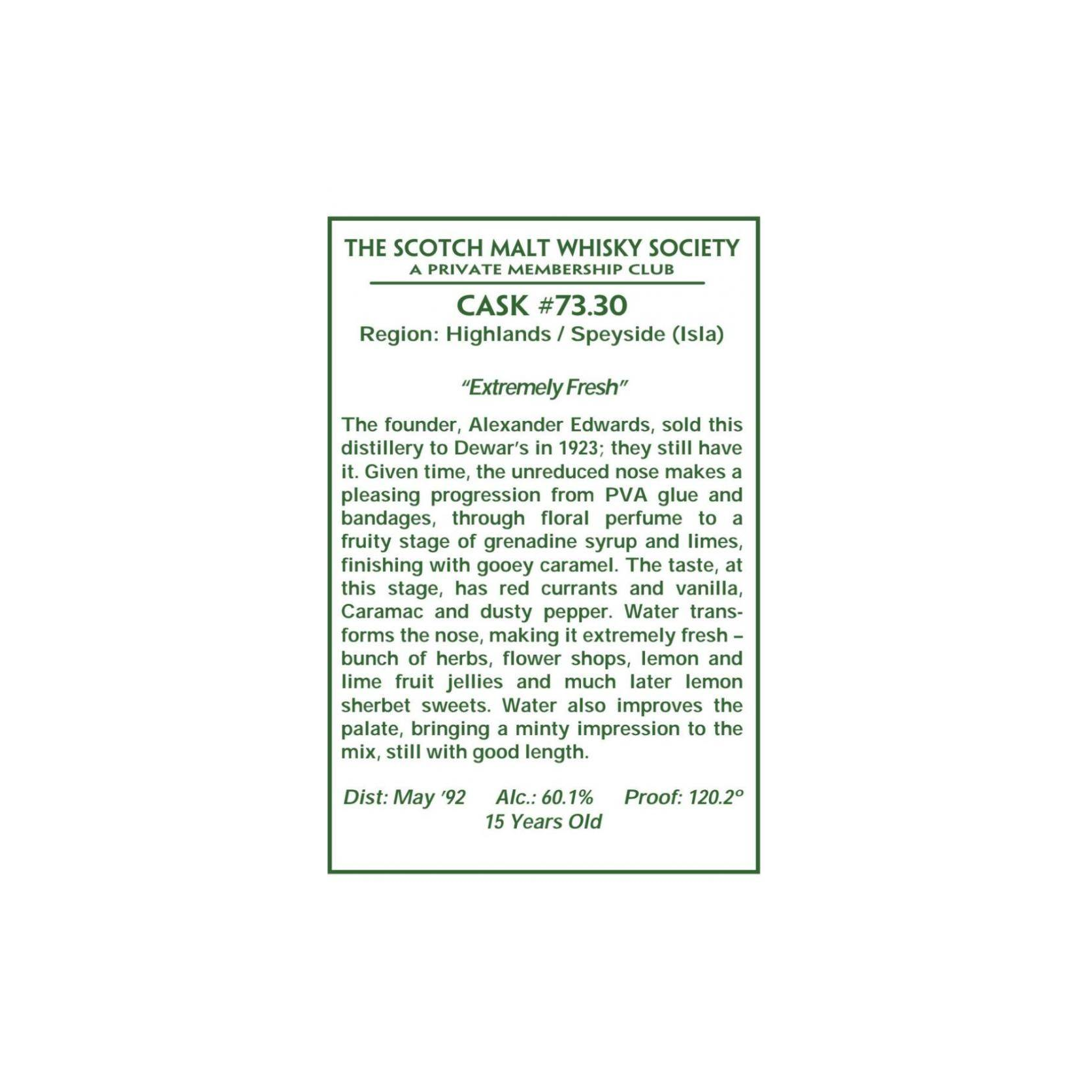 The Scotch Malt Whisky Society 1992 15 Years Single Malt Whisky