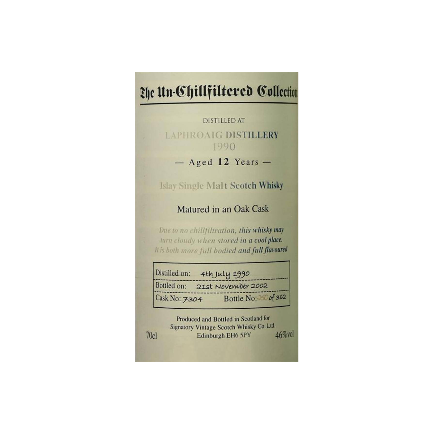 Laphroaig The Un-Chillfiltered Collection 1990 12 Years Single Malt Whisky 3