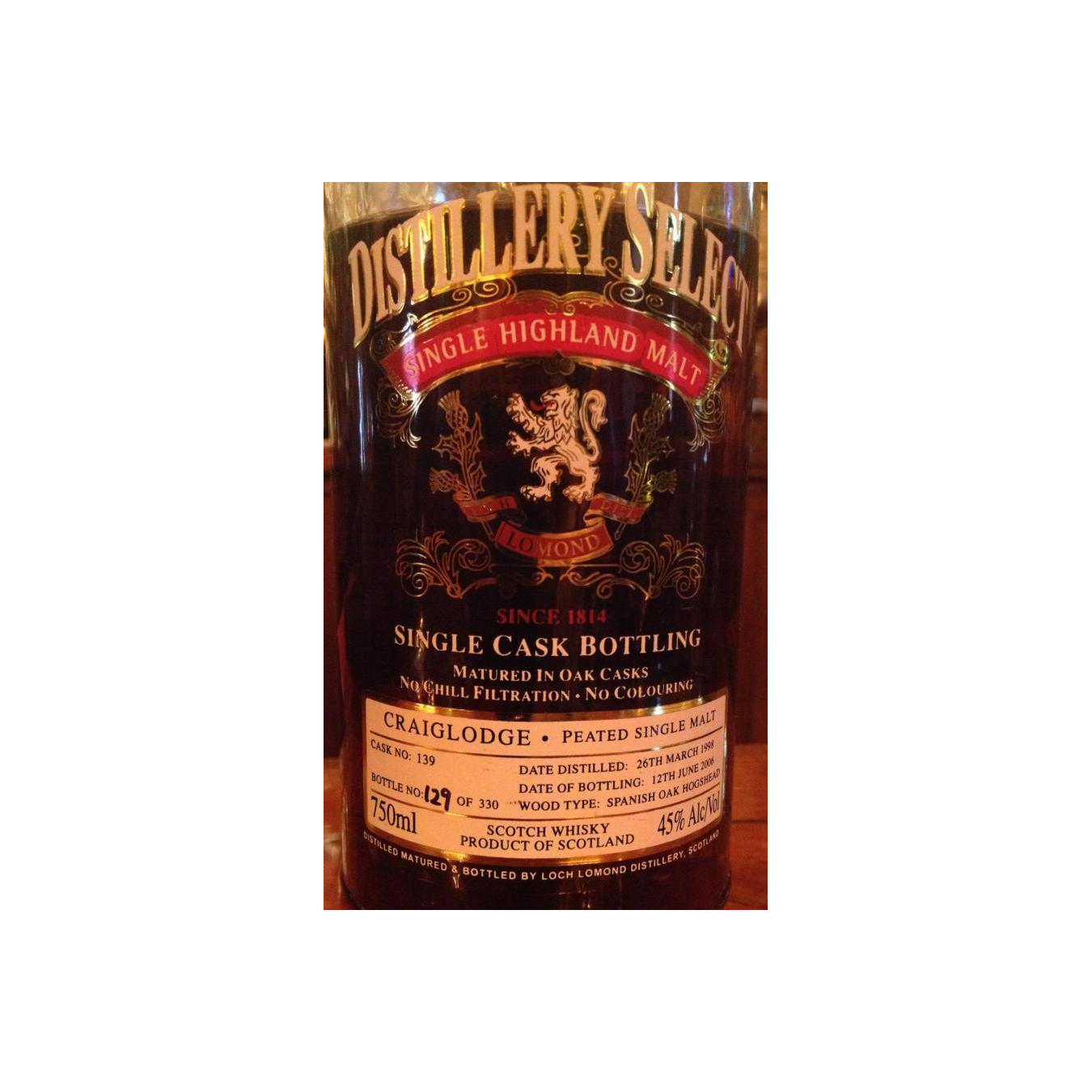 Loch Lomond 1998 8 Years Single Malt Whisky