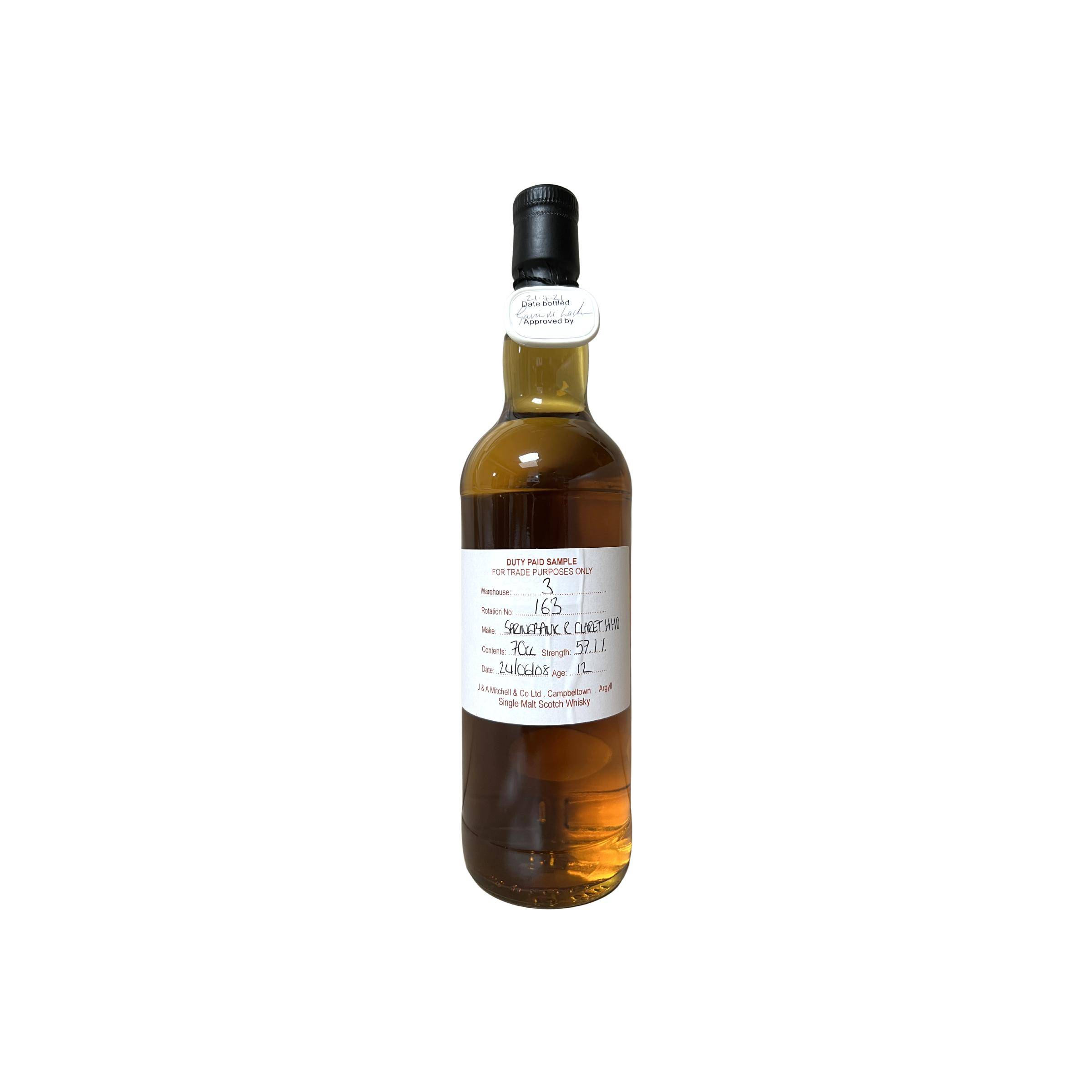 Springbank Duty Paid Sample - For Trade Purposes Only 2008 12 Years Single Malt Whisky