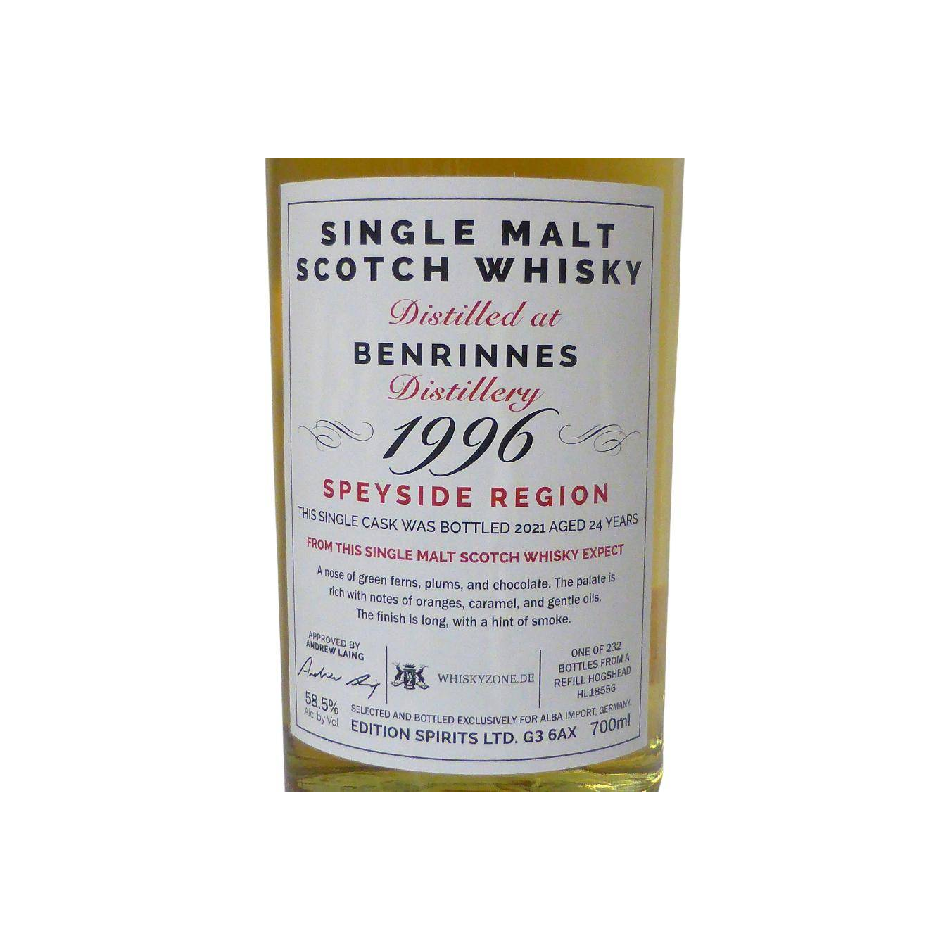 Benrinnes The First Editions 1996 24 Years Single Malt Whisky 2