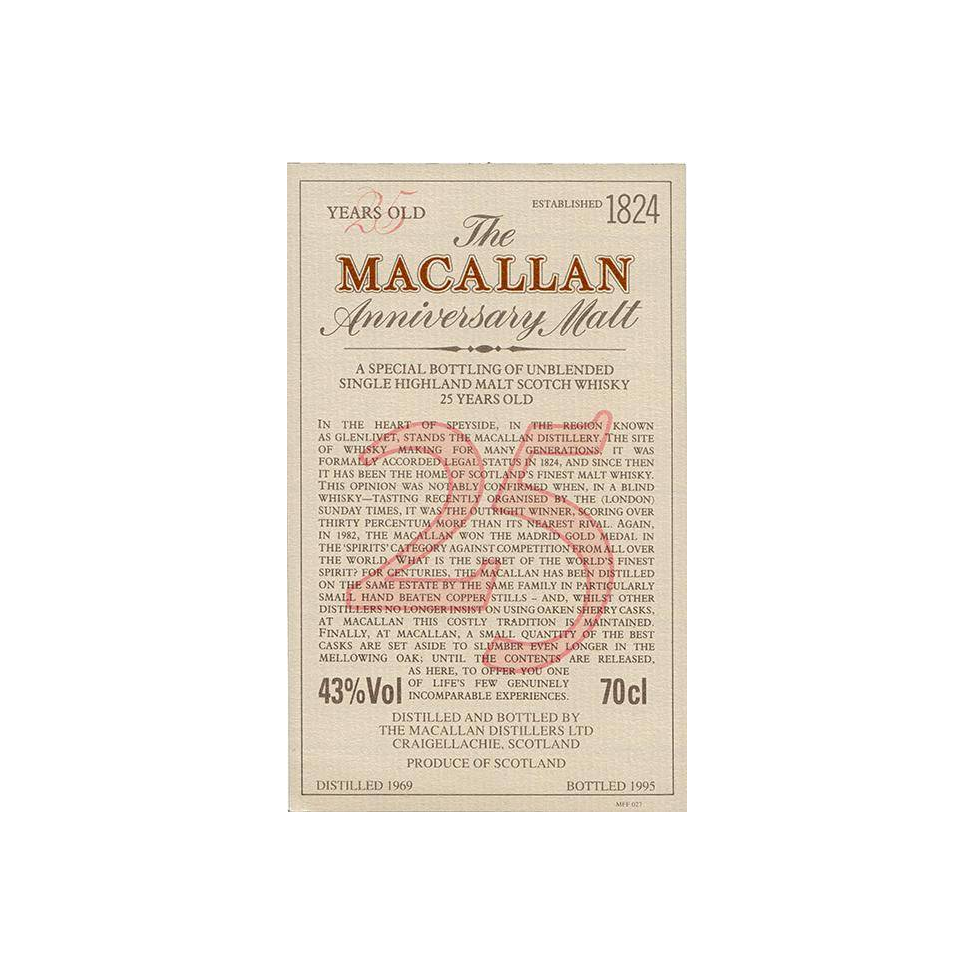 The Macallan 1969 25 Years Single Malt Whisky 2