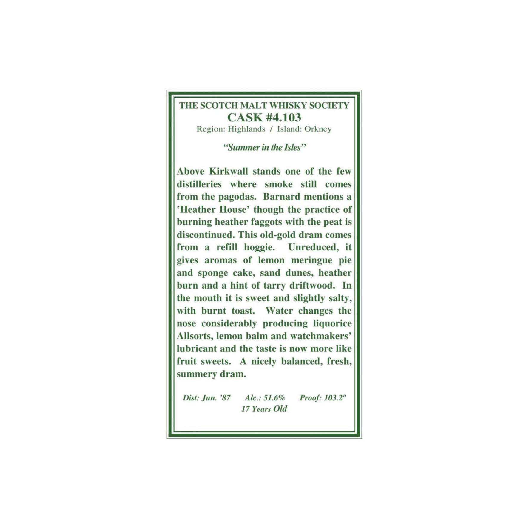 The Scotch Malt Whisky Society 1987 17 Years Single Malt Whisky 2