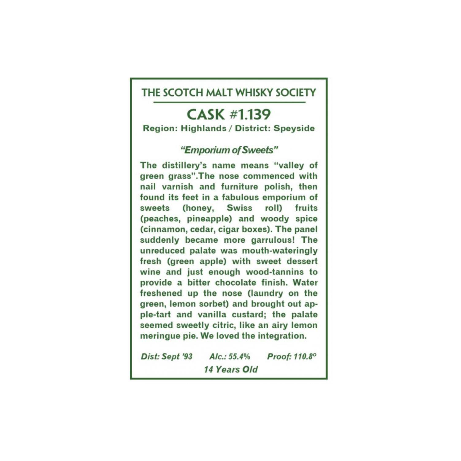 The Scotch Malt Whisky Society 1993 14 Years Single Malt Whisky