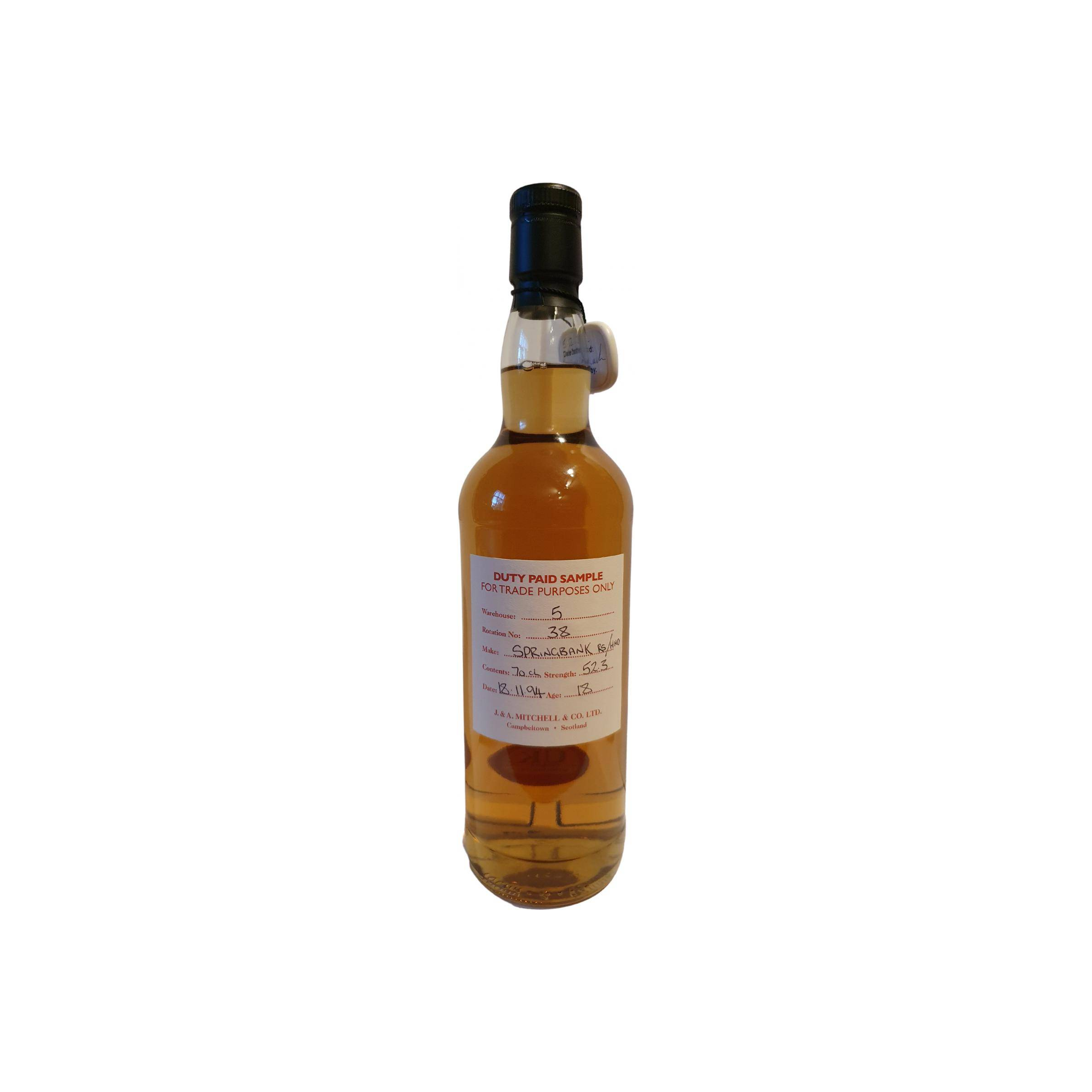 Springbank Duty Paid Sample - For Trade Purposes Only 1994 18 Years Single Malt Whisky
