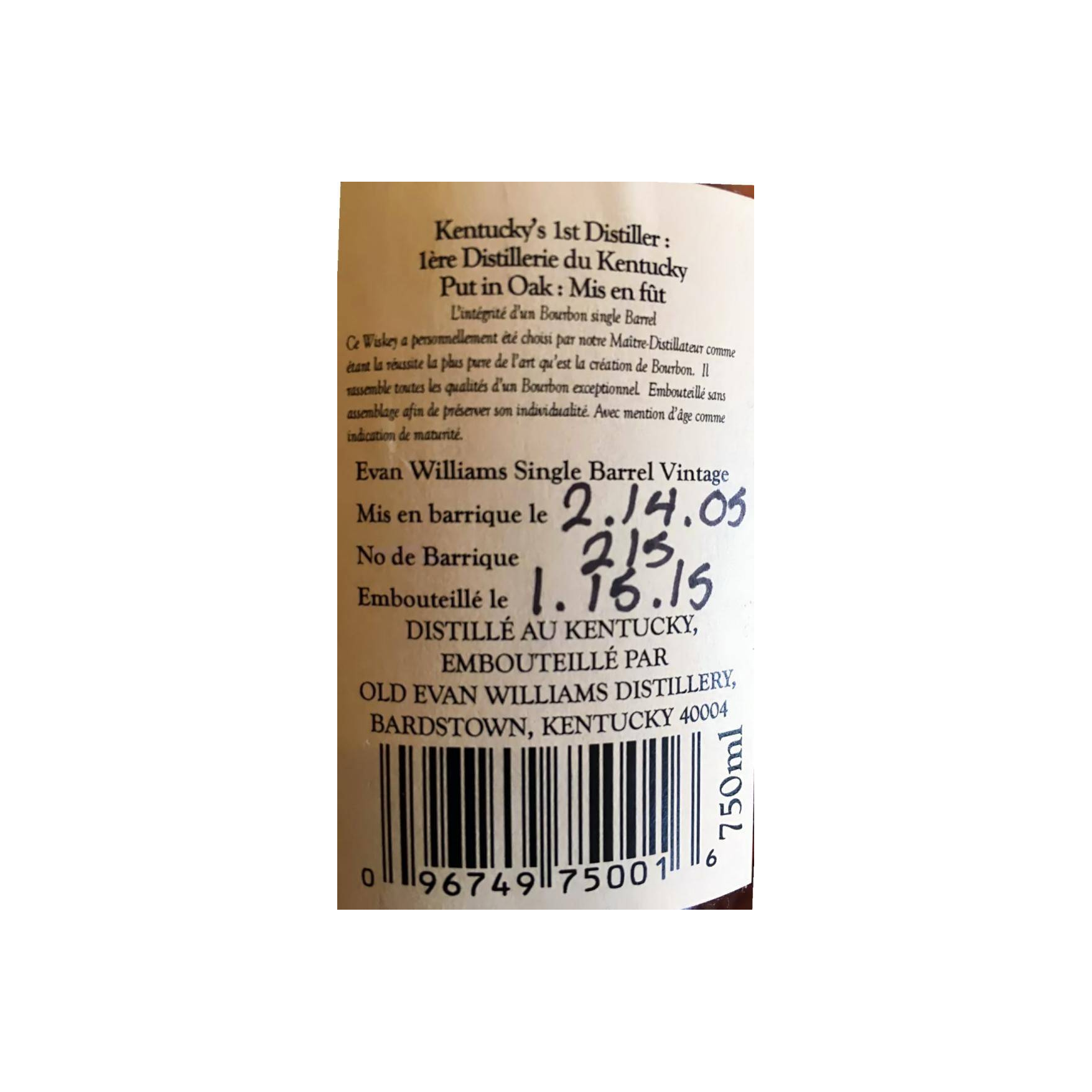 Evan Williams 2005 9 Years Bourbon Whisky