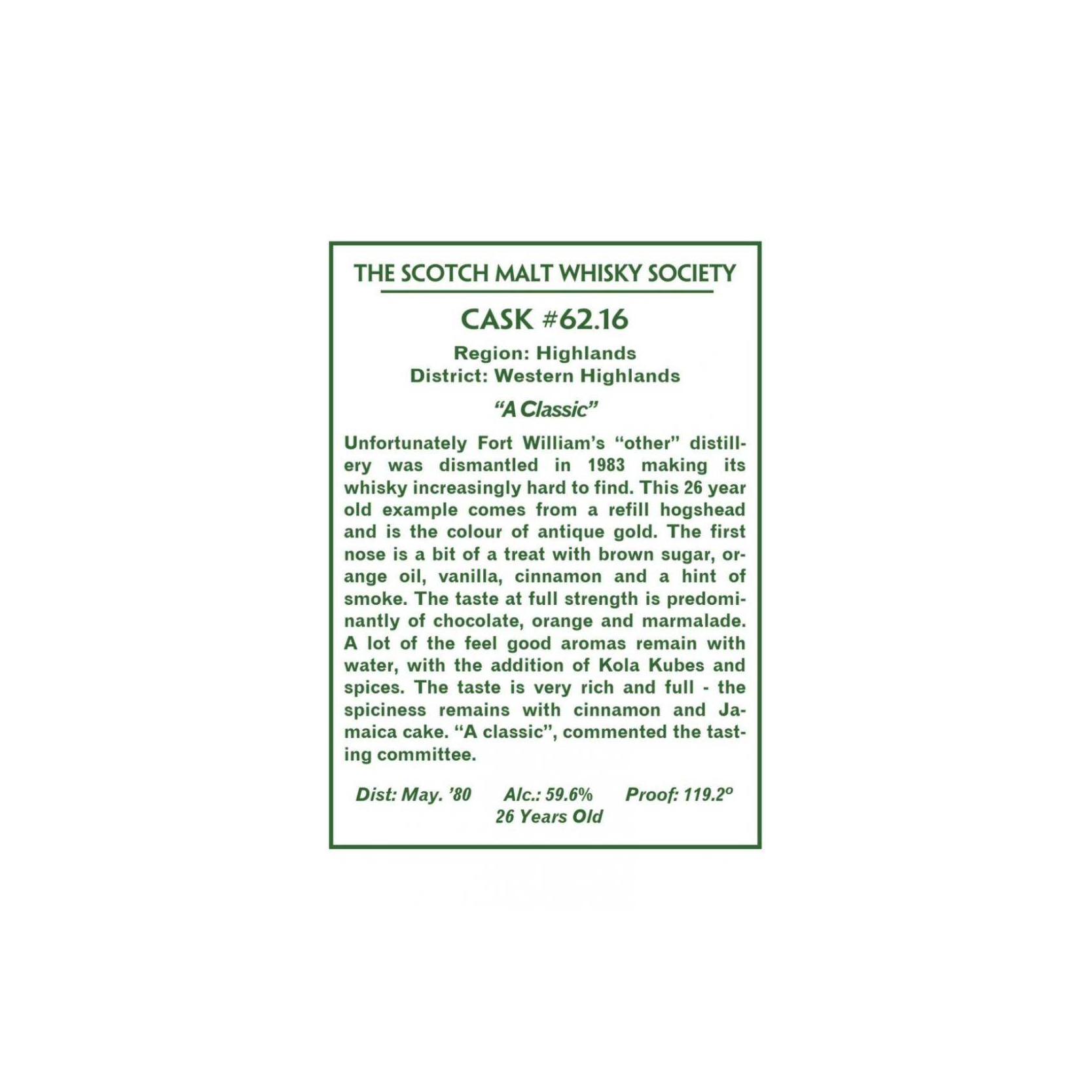 The Scotch Malt Whisky Society 1980 26 Years Single Malt Whisky
