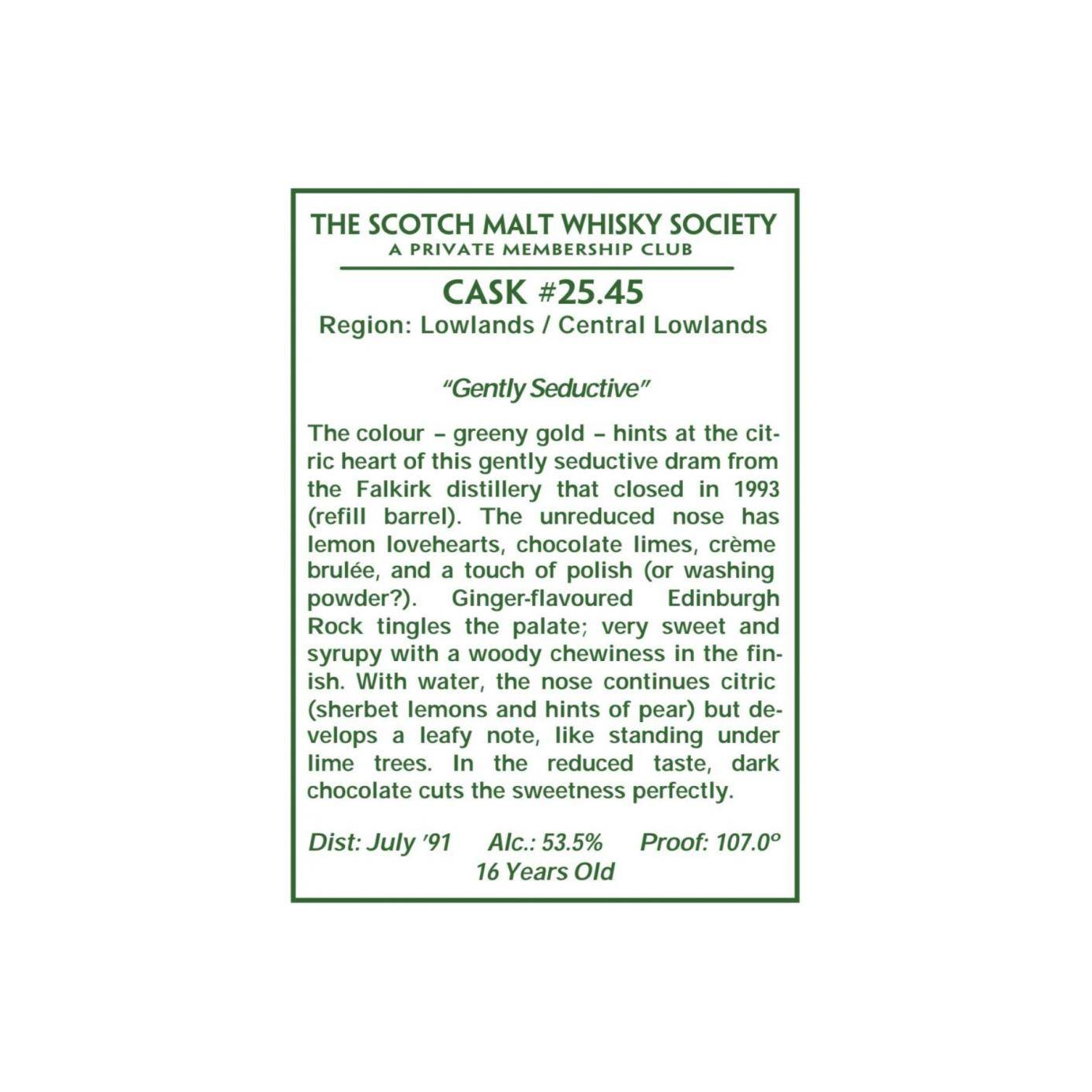 The Scotch Malt Whisky Society 1991 16 Years Single Malt Whisky