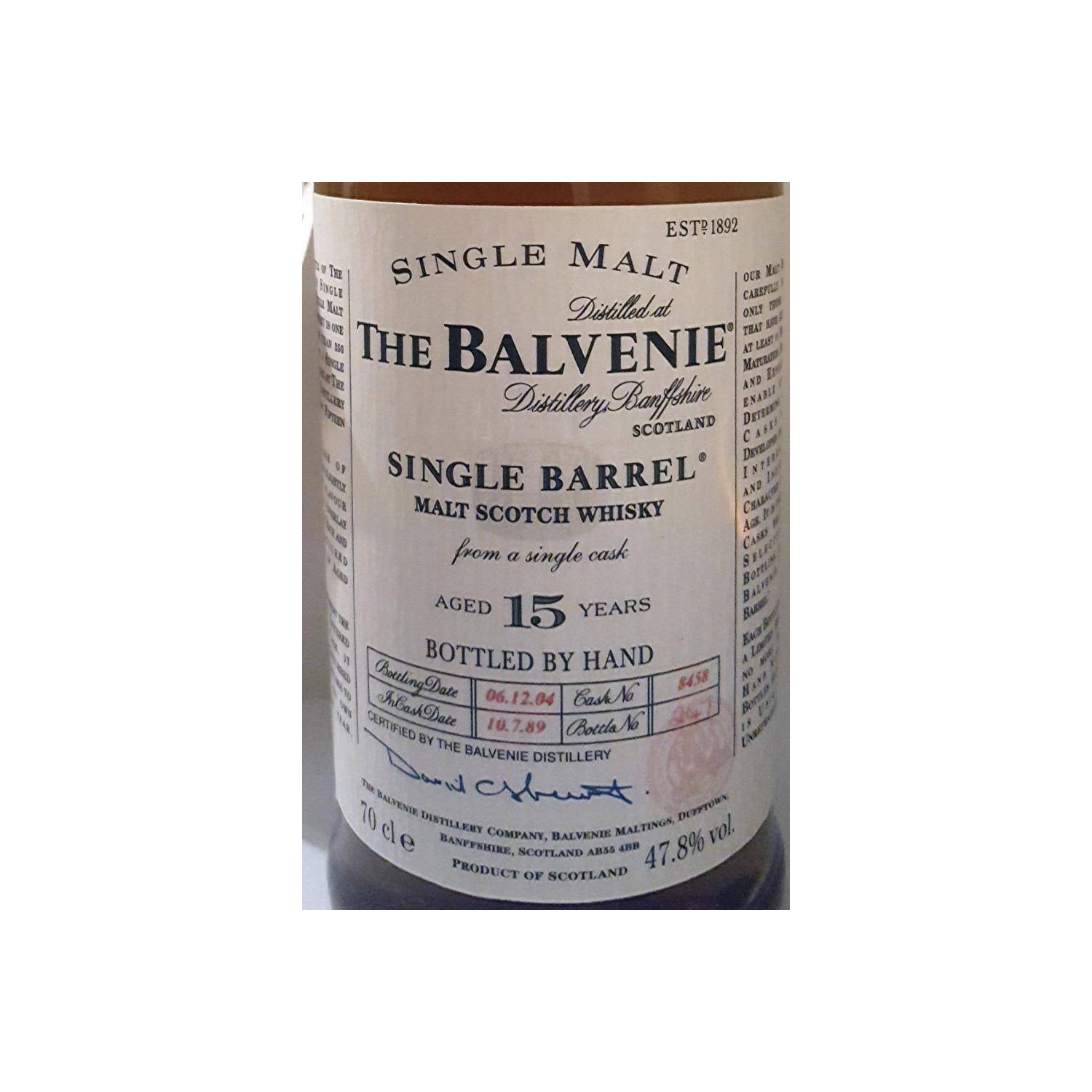 The Balvenie Single Cask 1989 15 Years Single Malt Whisky