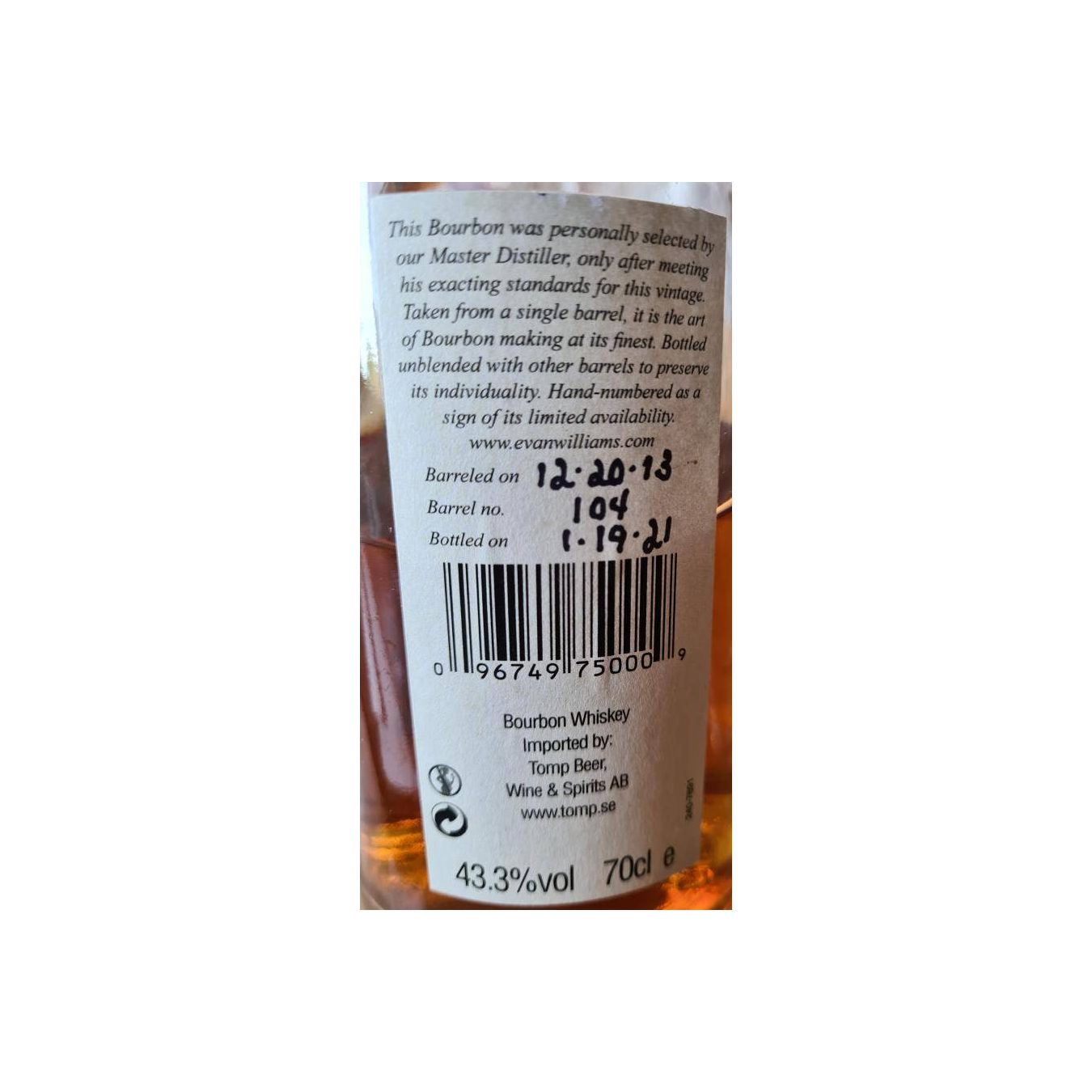 Evan Williams 2013 7 Years Bourbon Whisky 3