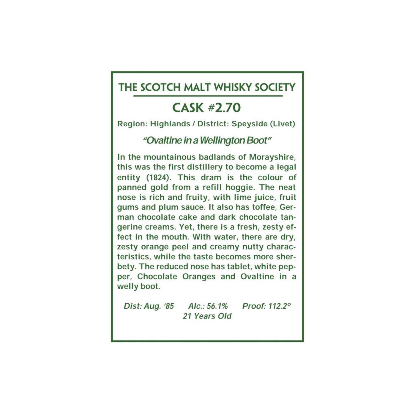 The Scotch Malt Whisky Society 1985 21 Years Single Malt Whisky