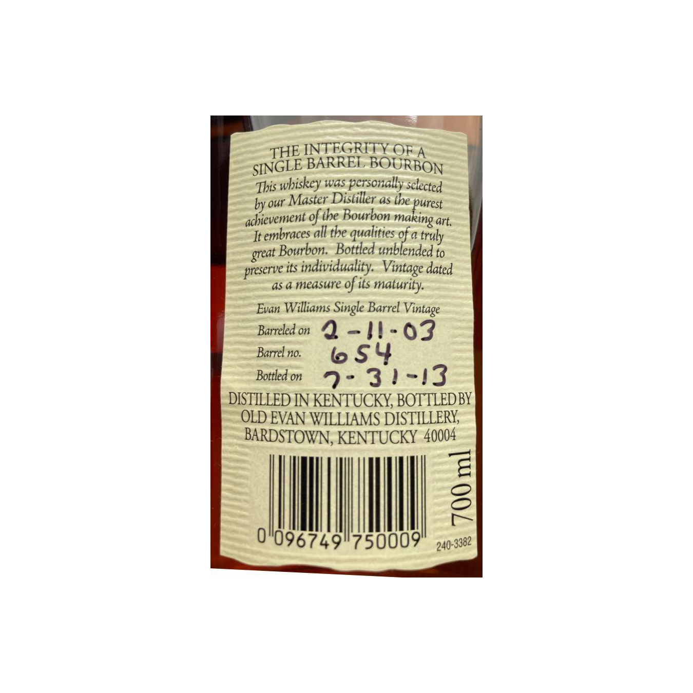 Evan Williams 2003 10 Years Bourbon Whisky 2