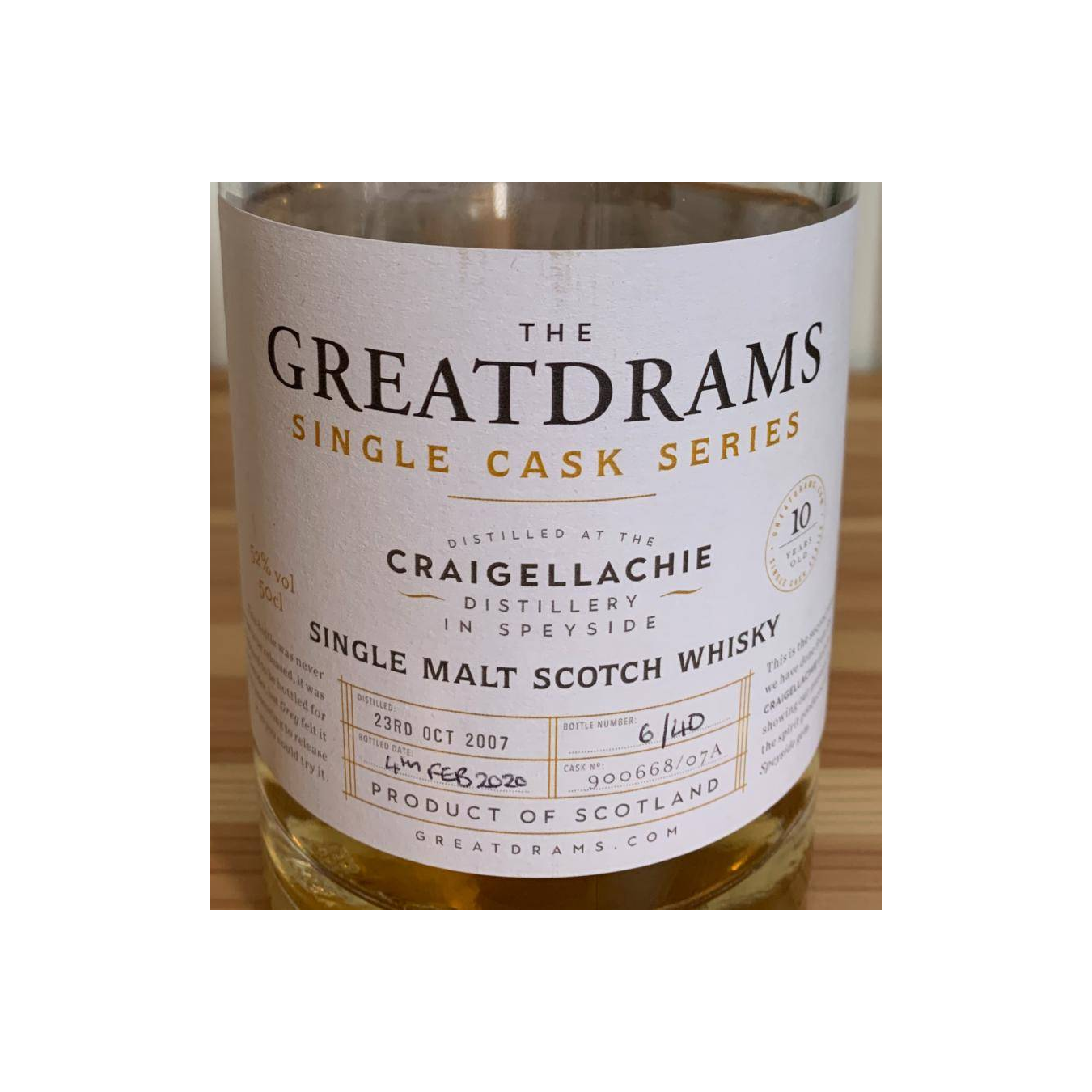 Craigellachie Single Cask 2007 12 Years Single Malt Whisky 2