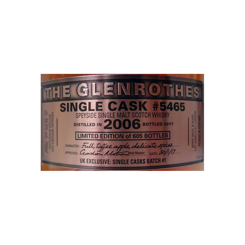 The Glenrothes Single Cask 2006 11 Years Single Malt Whisky 2