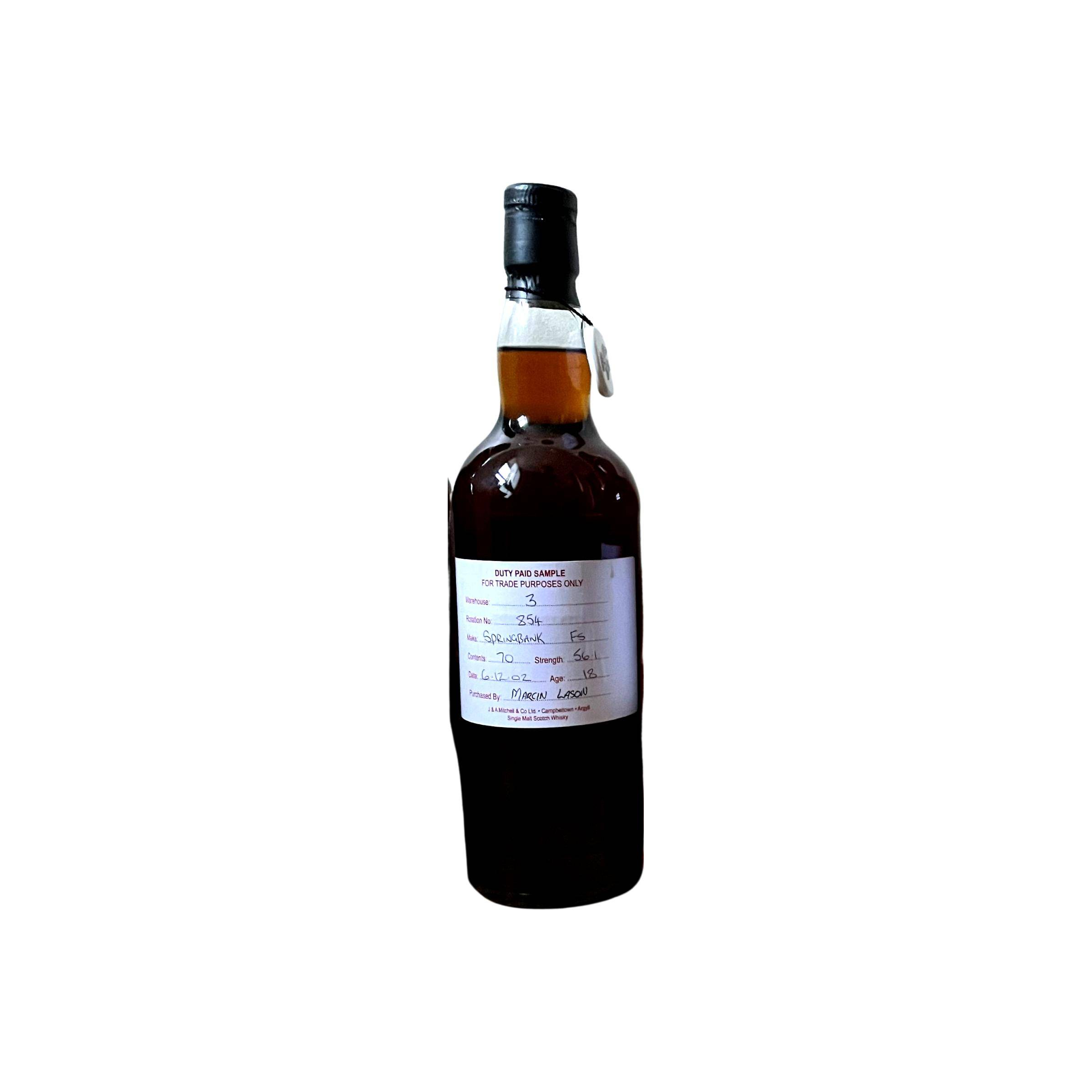Springbank Duty Paid Sample - For Trade Purposes Only 2002 18 Years Single Malt Whisky
