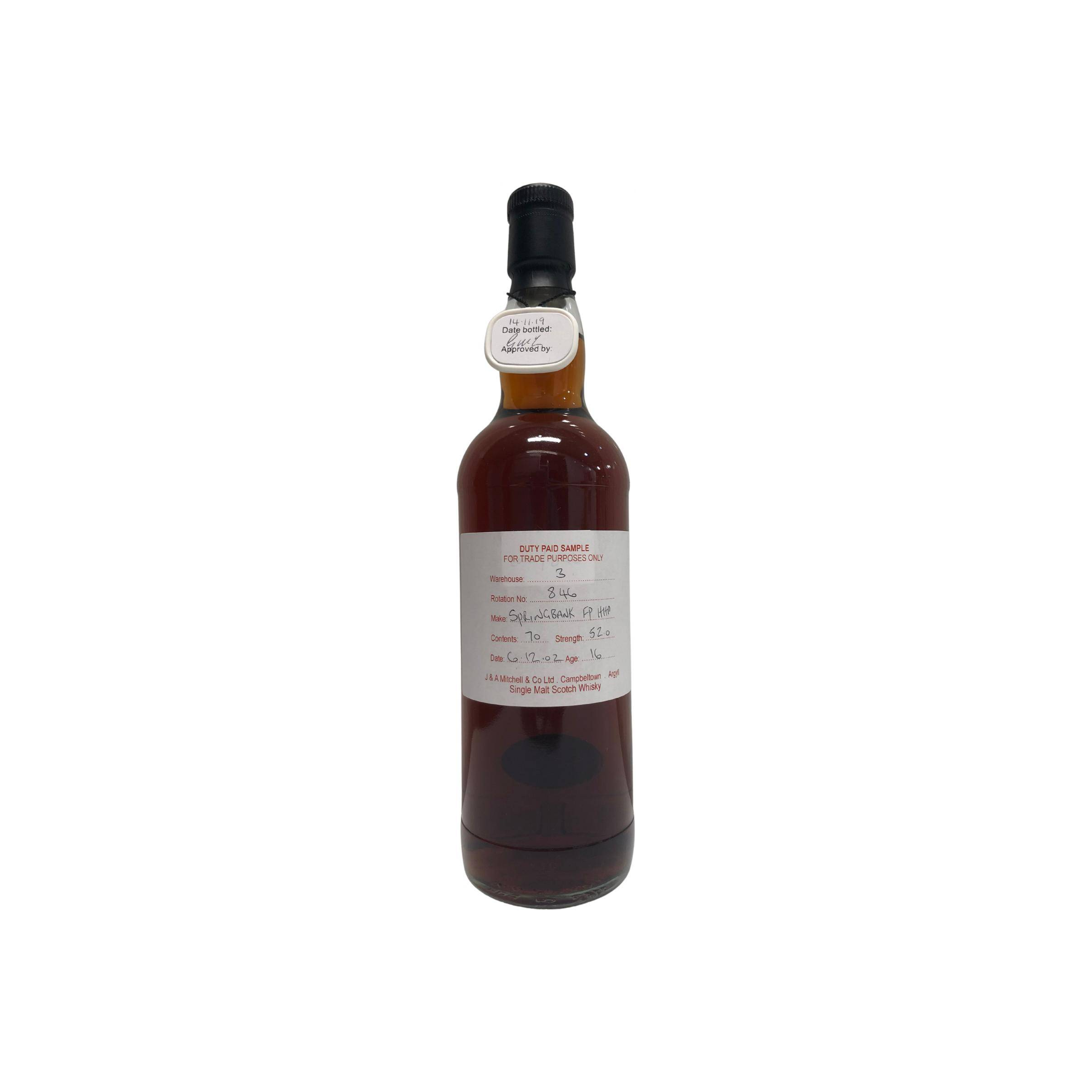 Springbank Duty Paid Sample - For Trade Purposes Only 2002 16 Years Single Malt Whisky
