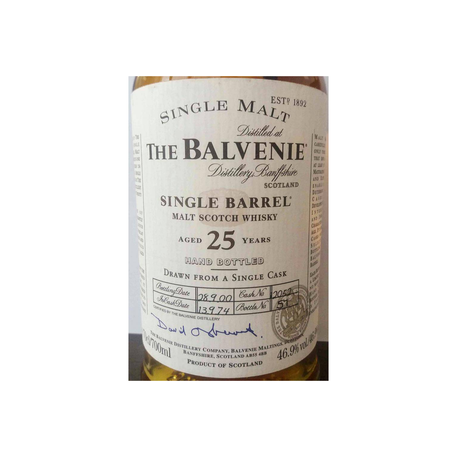 The Balvenie Single Cask 1974 25 Years Single Malt Whisky 2