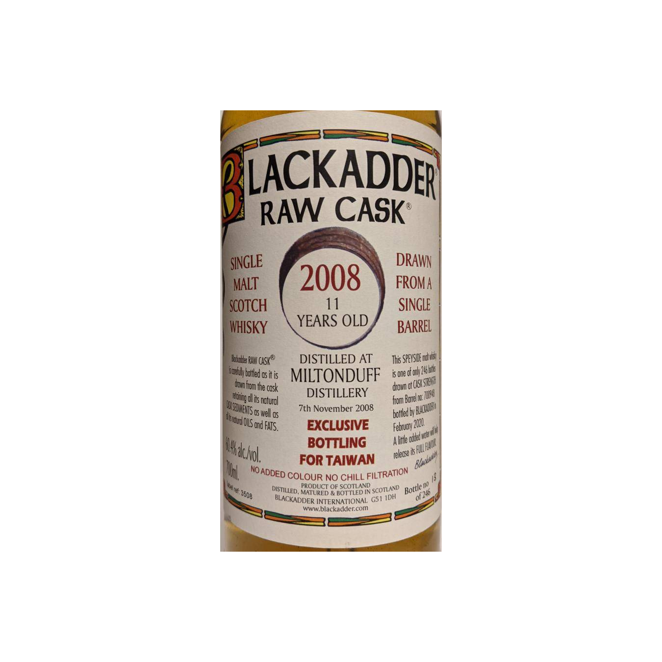 Miltonduff Raw Cask 2008 11 Years Single Malt Whisky 2