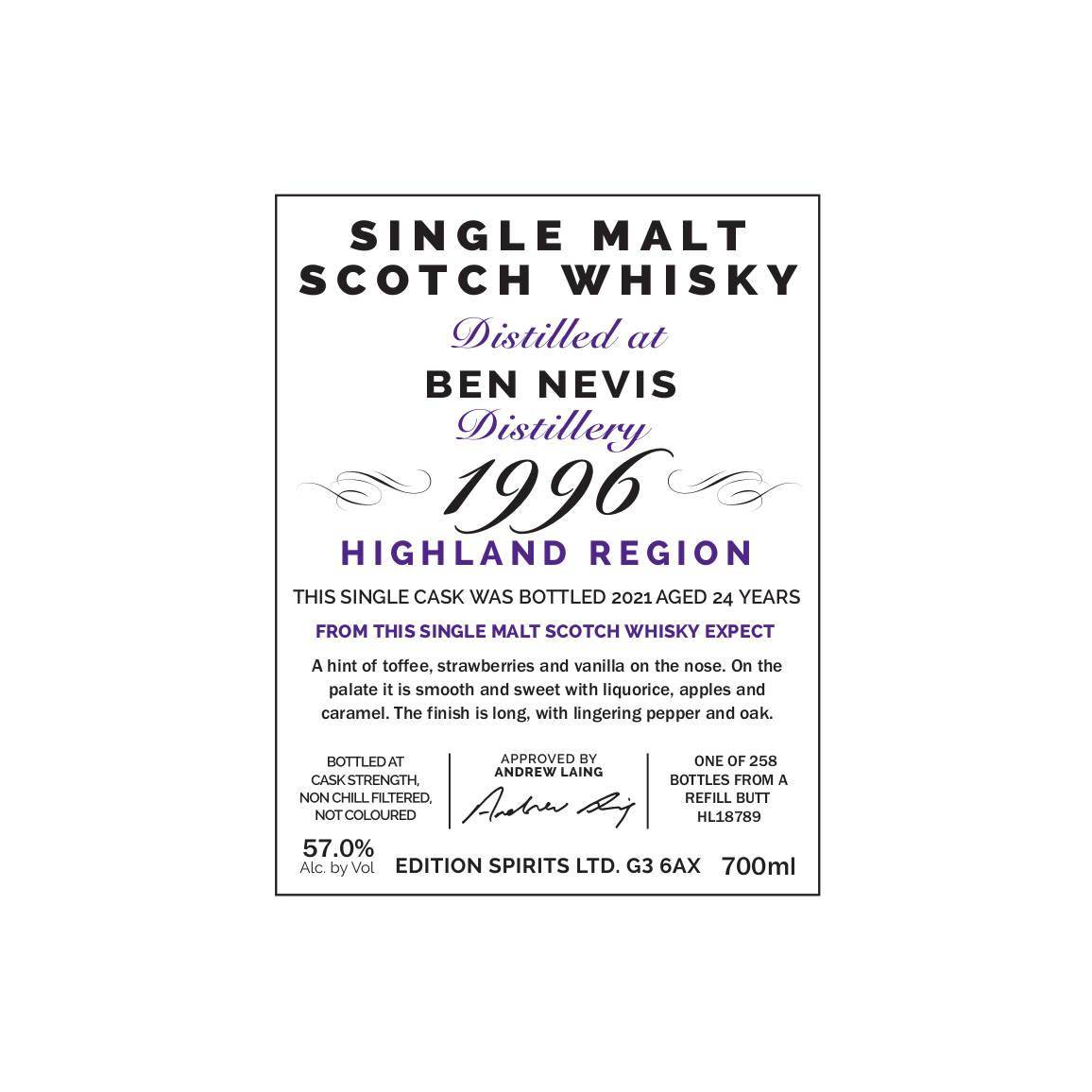 Ben Nevis The First Editions 1996 24 Years Single Malt Whisky 3