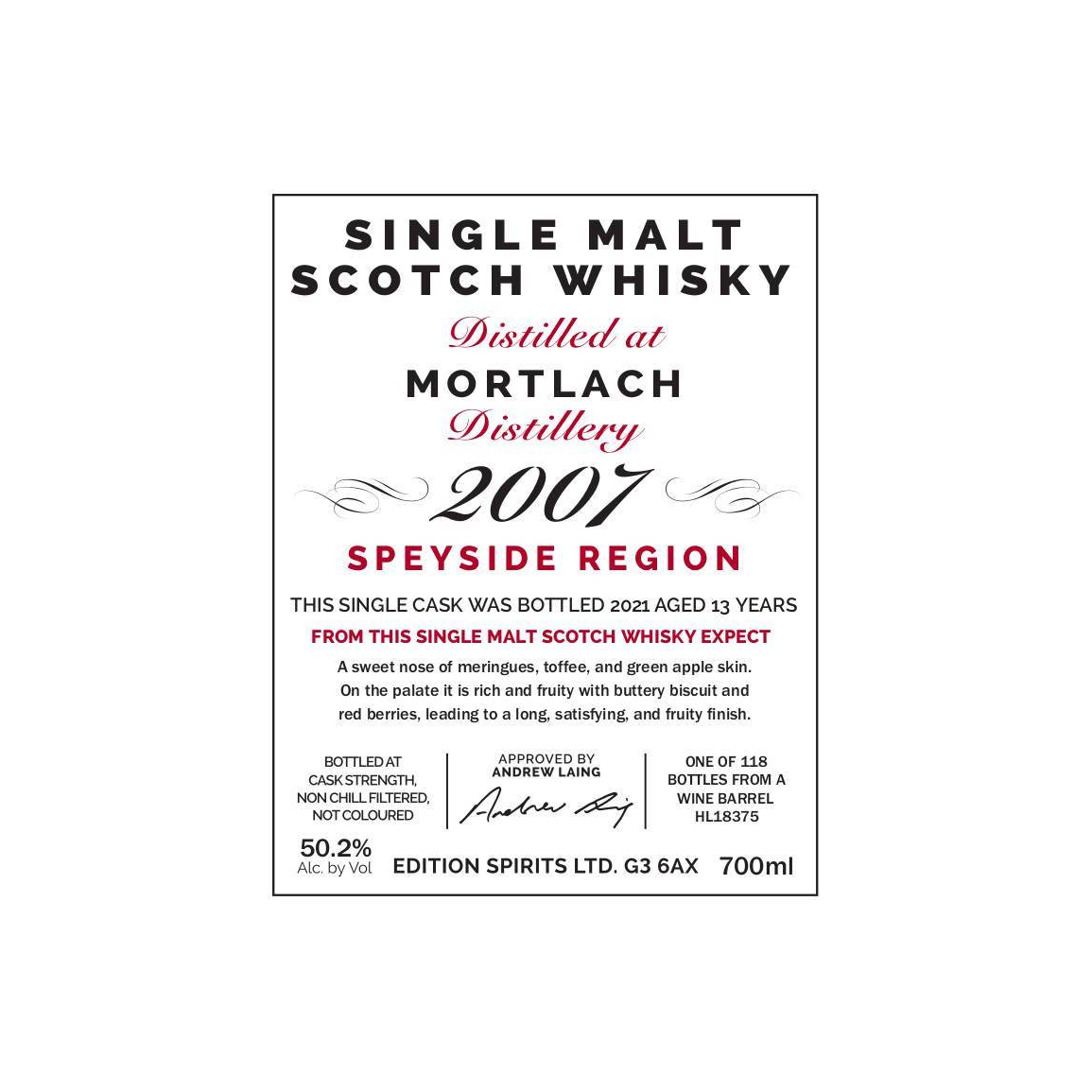 Mortlach 2007 13 Years Single Malt Whisky 3