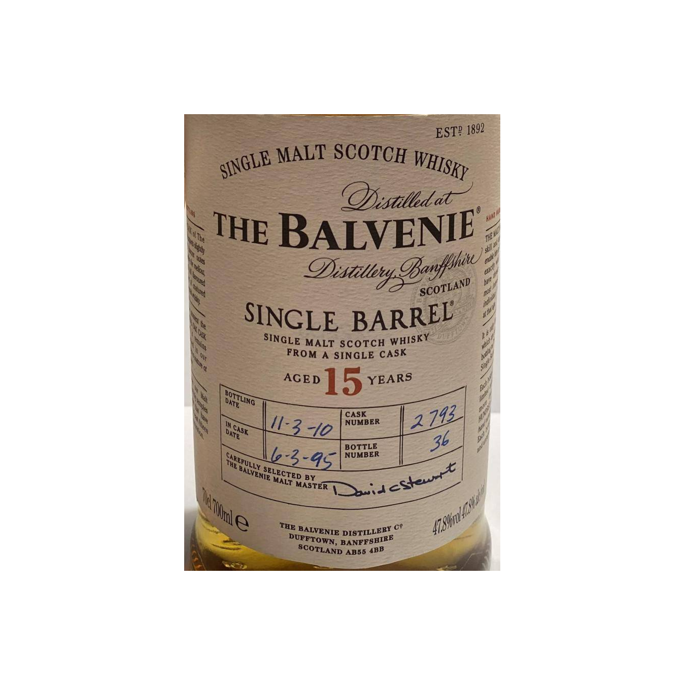 The Balvenie Single Cask 1995 15 Years Single Malt Whisky