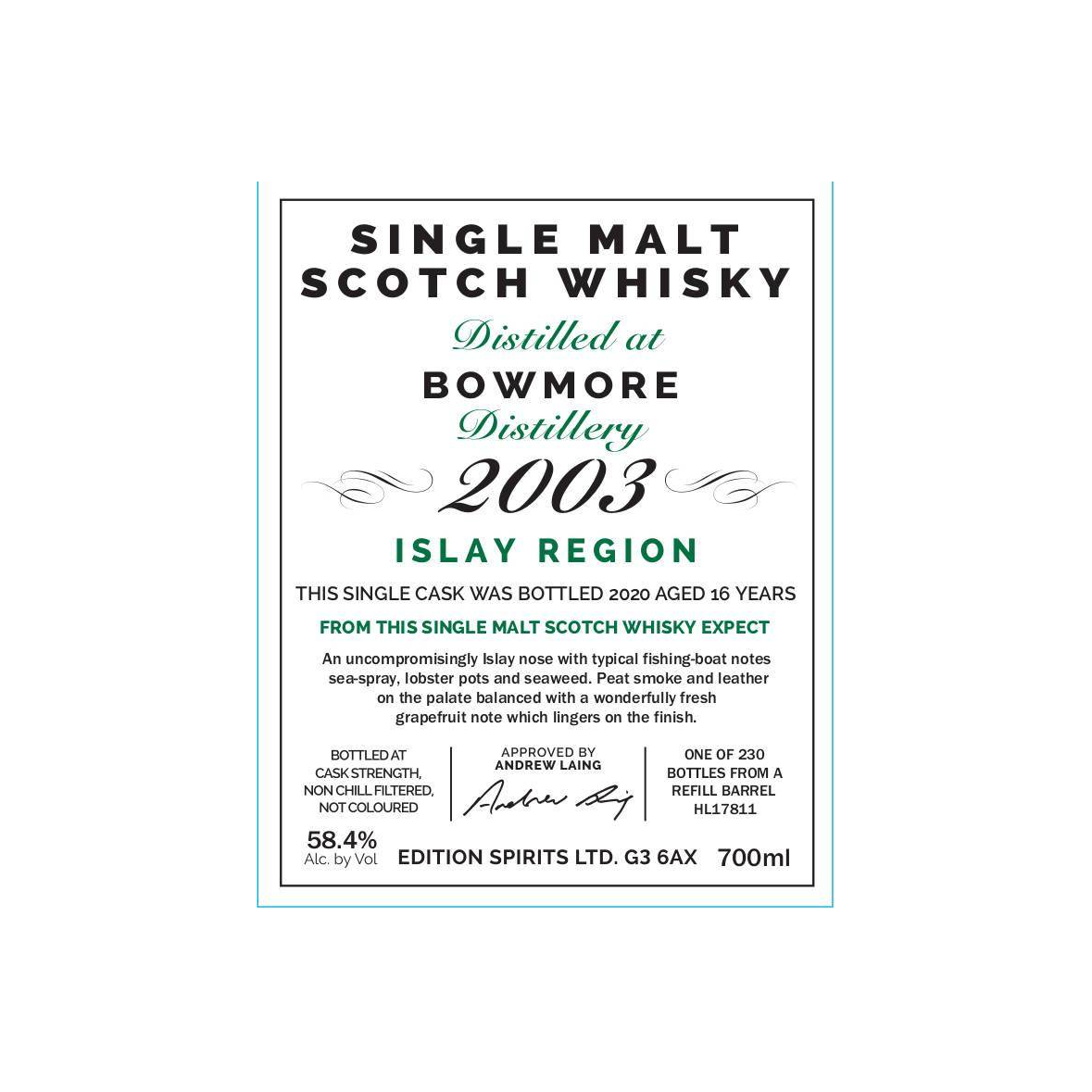 Bowmore 2003 16 Years Single Malt Whisky 3