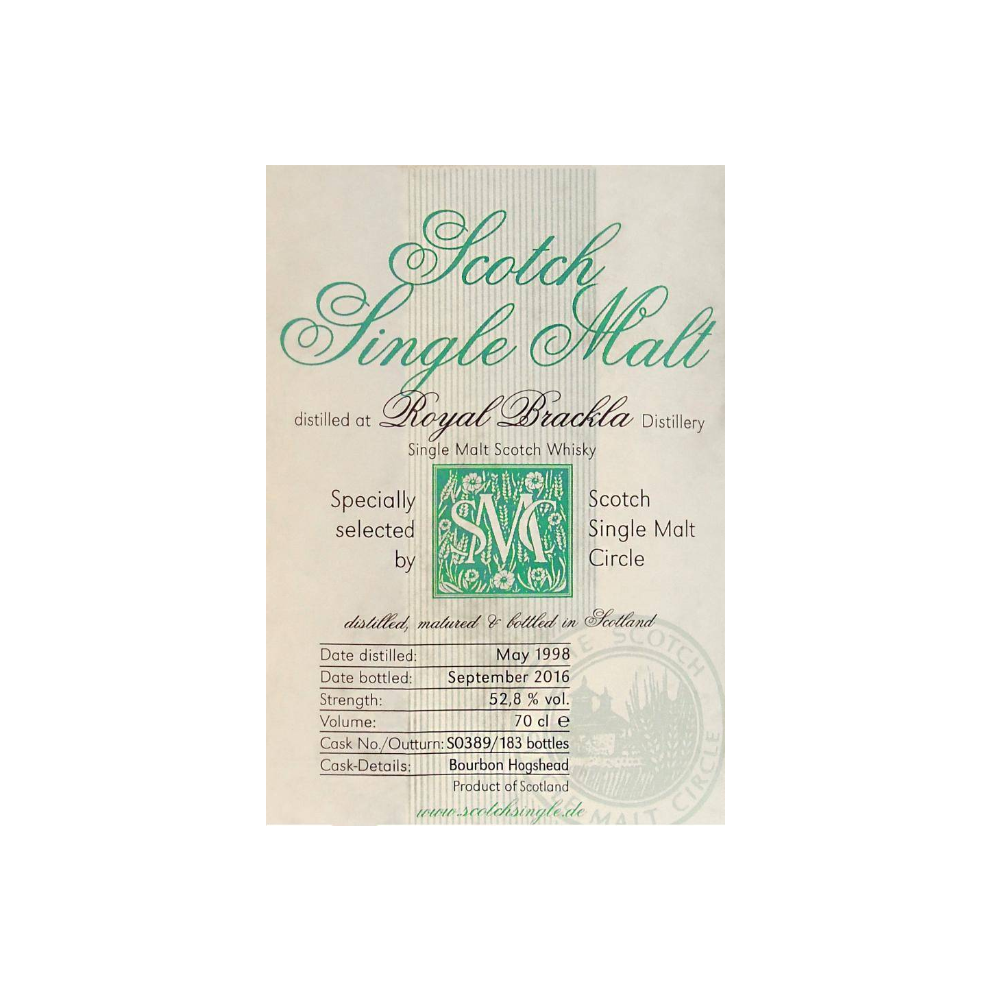 Royal Brackla 1998 18 Years Single Malt Whisky 2
