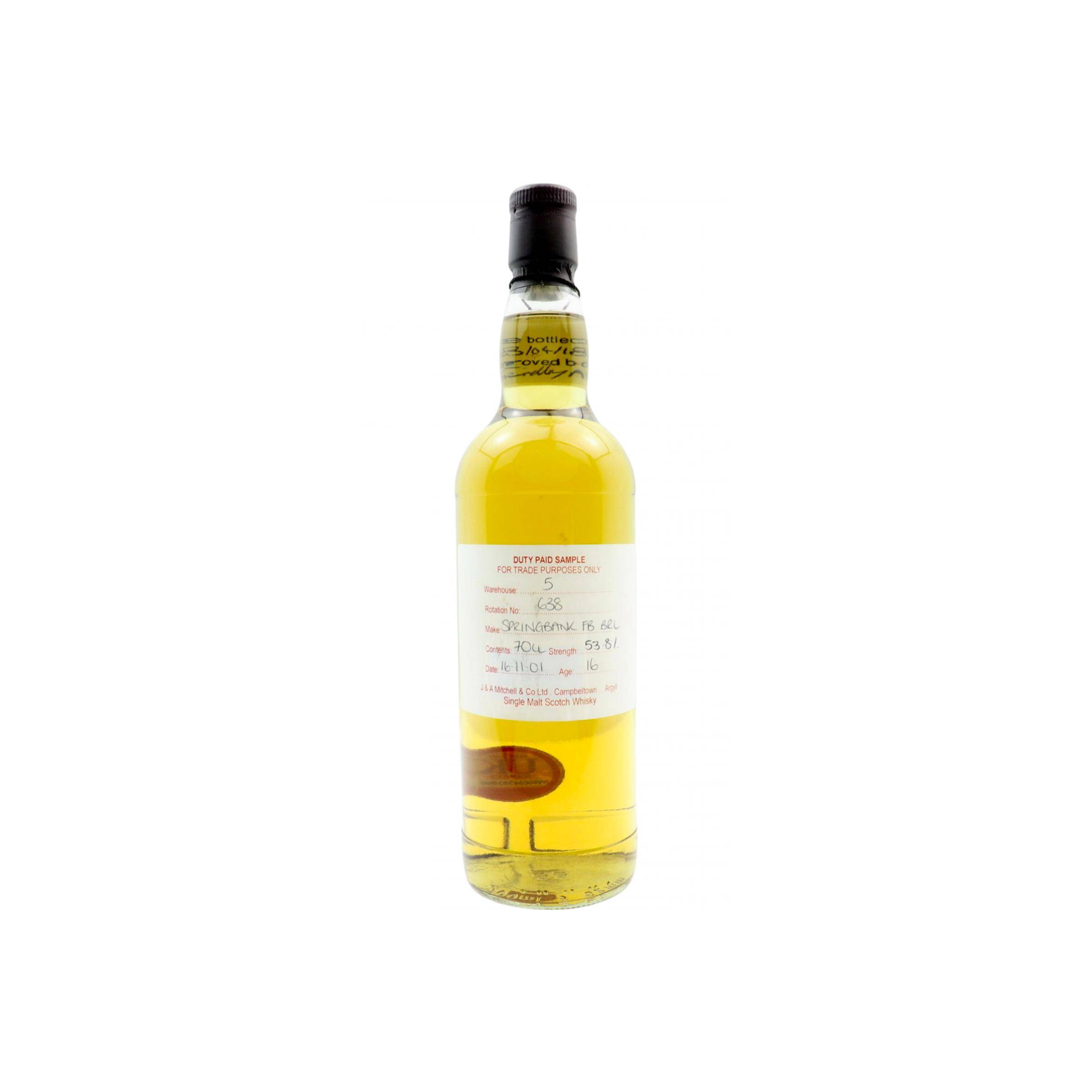 Springbank Duty Paid Sample - For Trade Purposes Only 2001 16 Years Single Malt Whisky