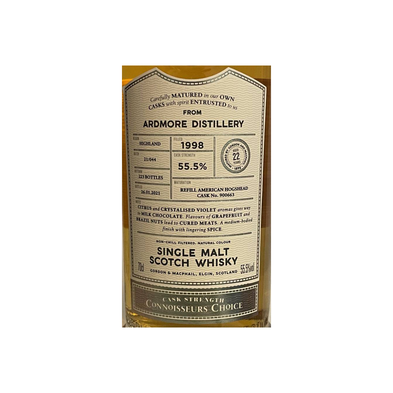 Ardmore Connoisseurs Choice - Cask Strength 1998 22 Years Single Malt Whisky 3