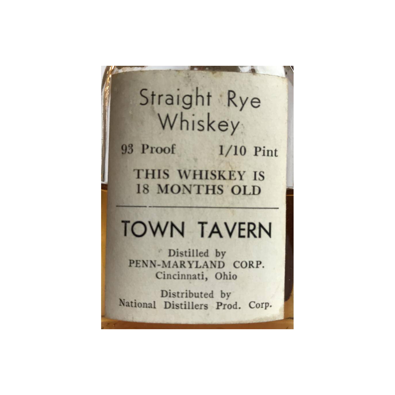 Town Tavern Straight Rye Whiskey 2