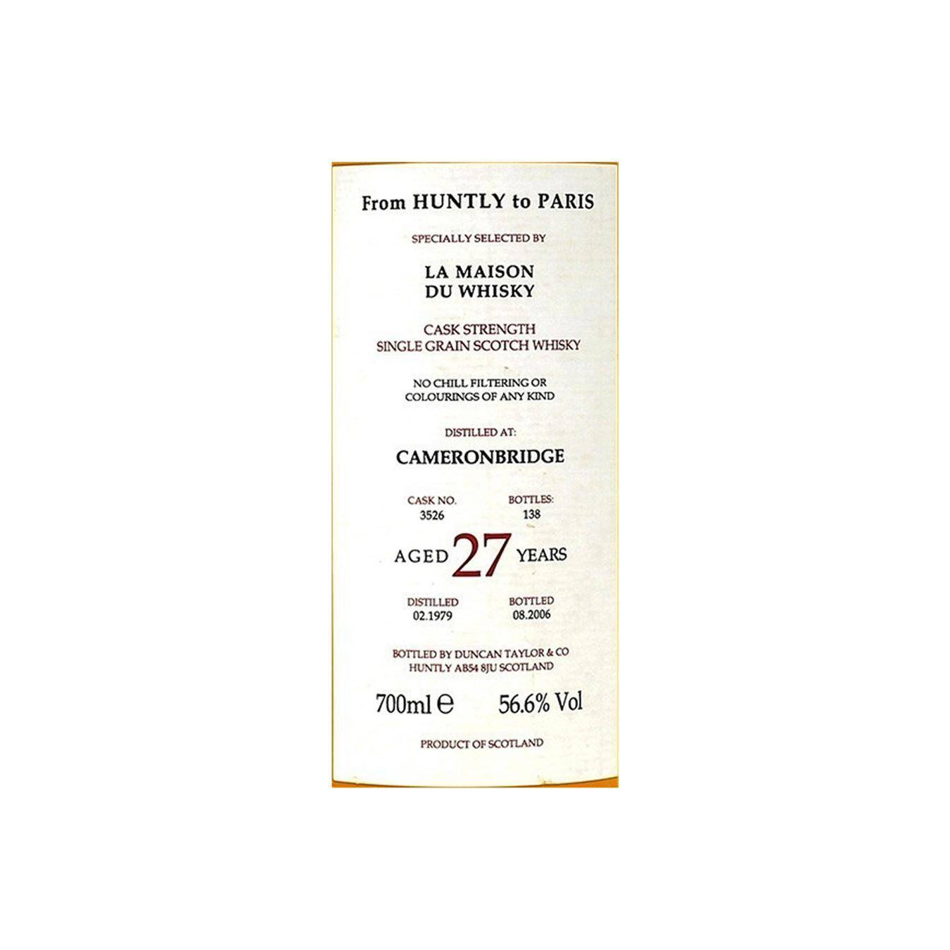 Cameronbridge 1979 27 Years Single Grain Whisky
