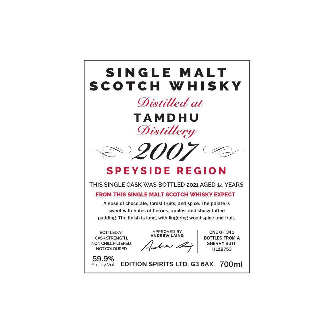 Tamdhu The First Editions 2007 14 Years Single Malt Whisky 3