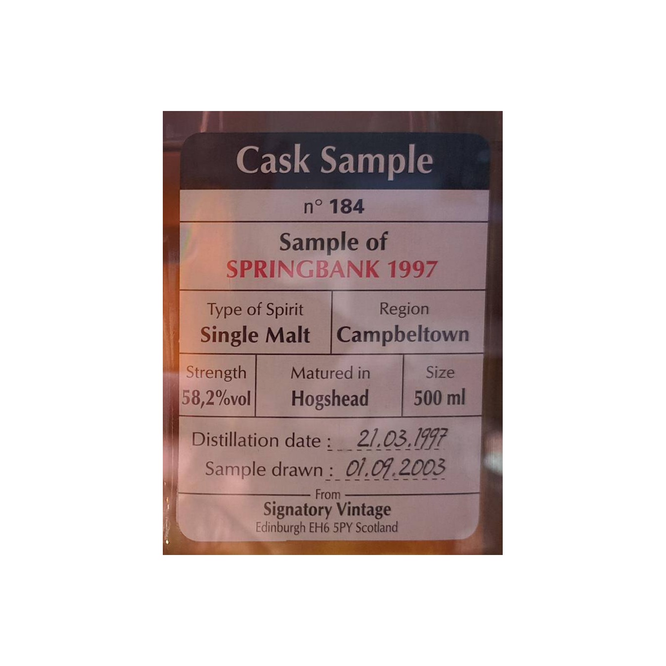 Springbank 1997 6 Years Single Malt Whisky