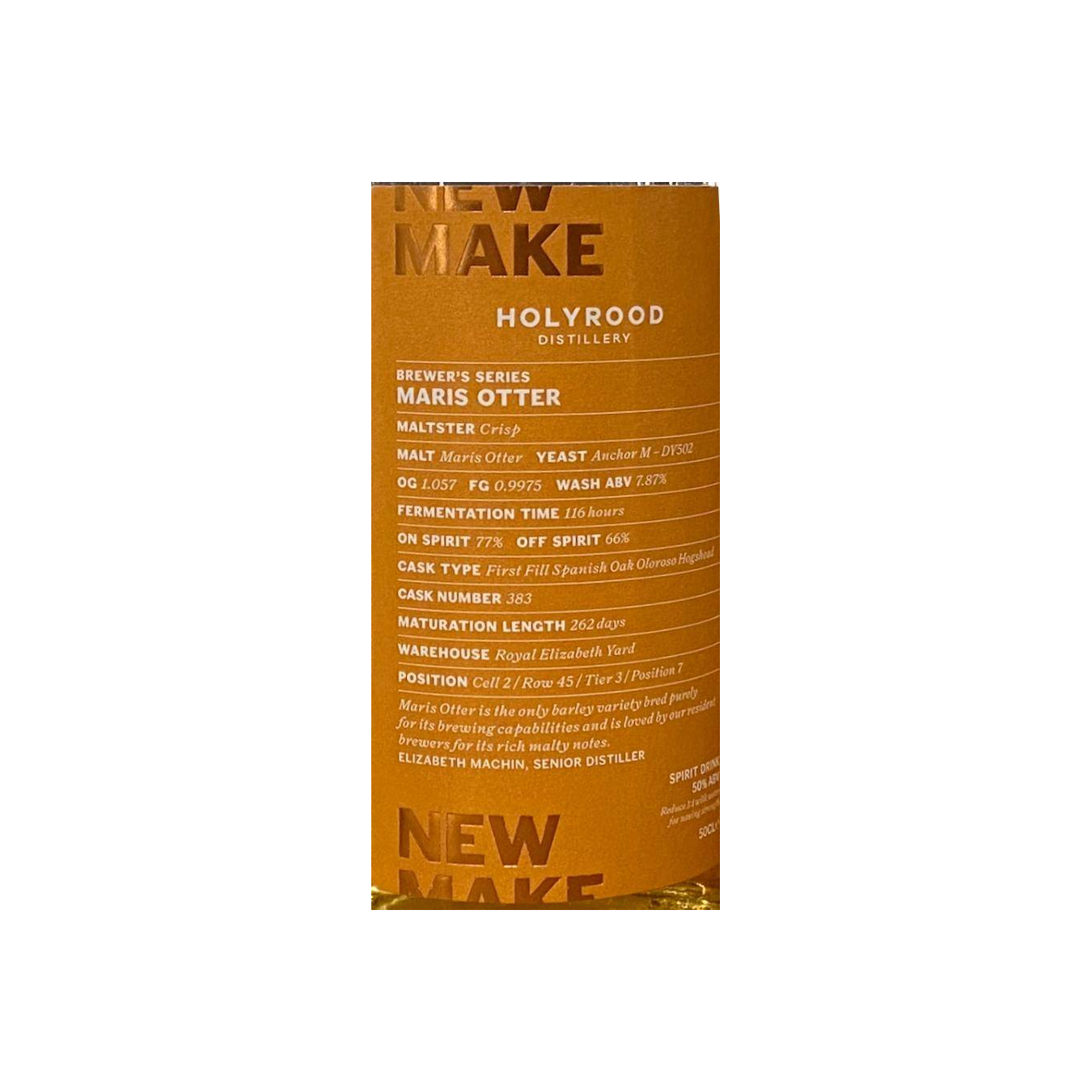 Holyrood Spirit Merchants Maris Otter - New Make 2