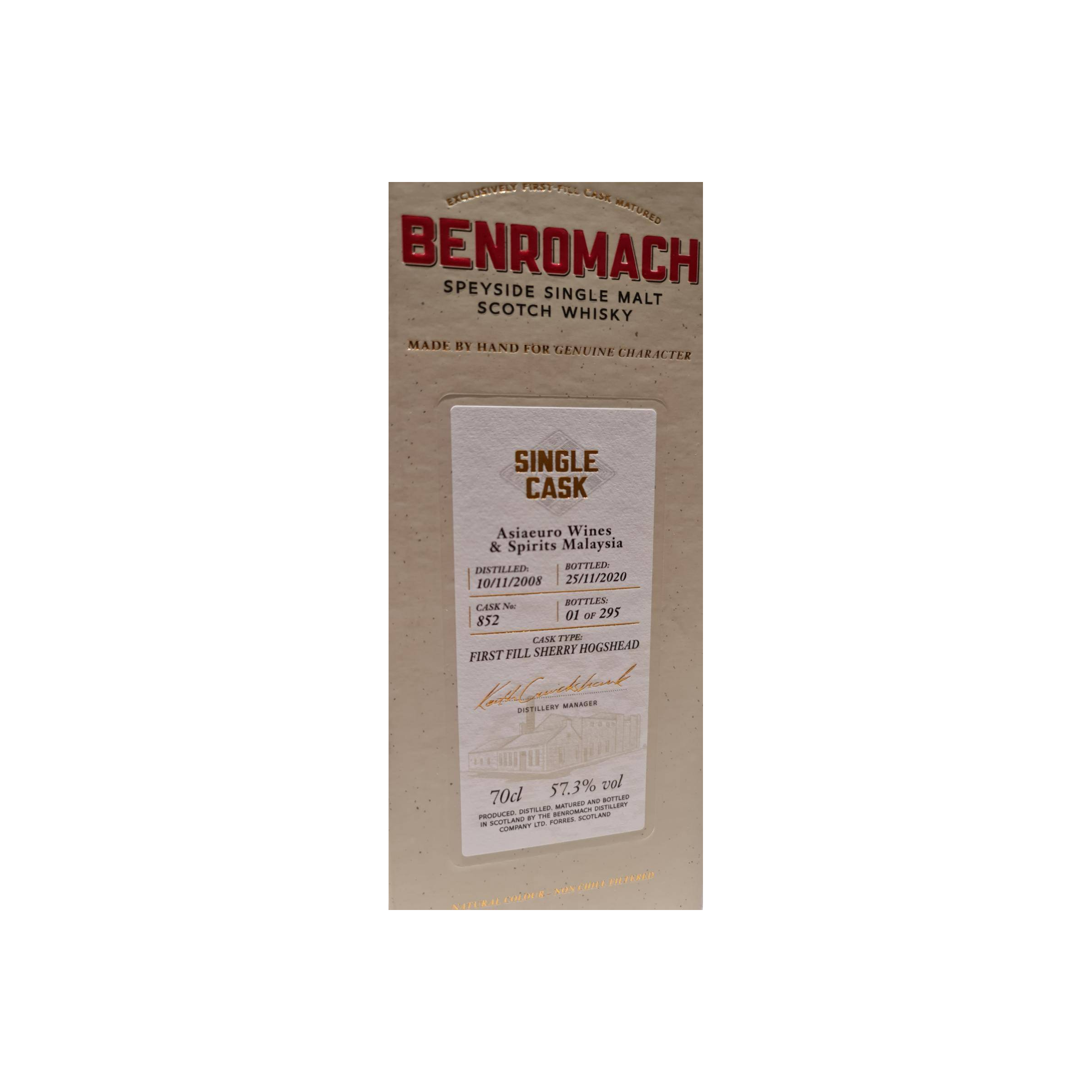 Benromach Single Cask 2008 12 Years Single Malt Whisky 2
