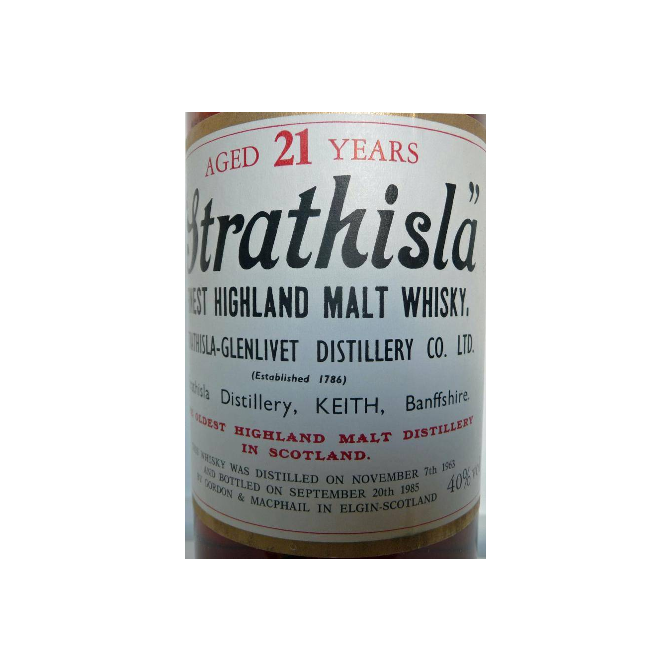 Strathisla Licensed Bottling 1963 21 Years Single Malt Whisky