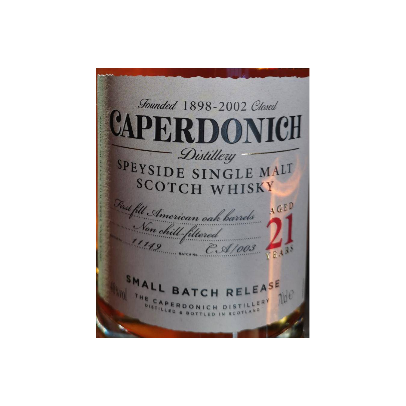 Caperdonich 21 Years Single Malt Whisky