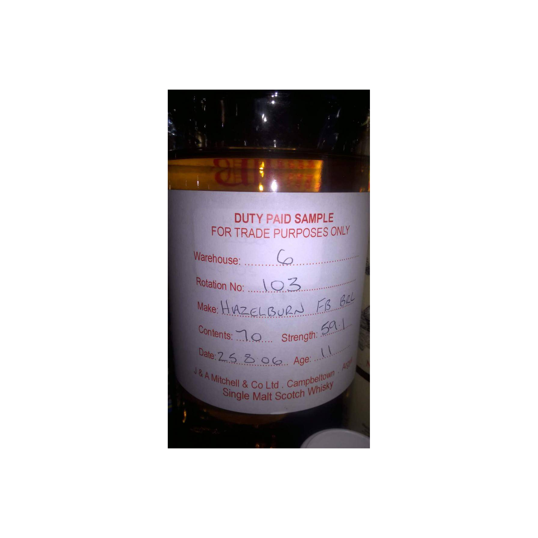 Hazelburn Duty Paid Sample - For Trade Purposes Only 2006 11 Years Single Malt Whisky