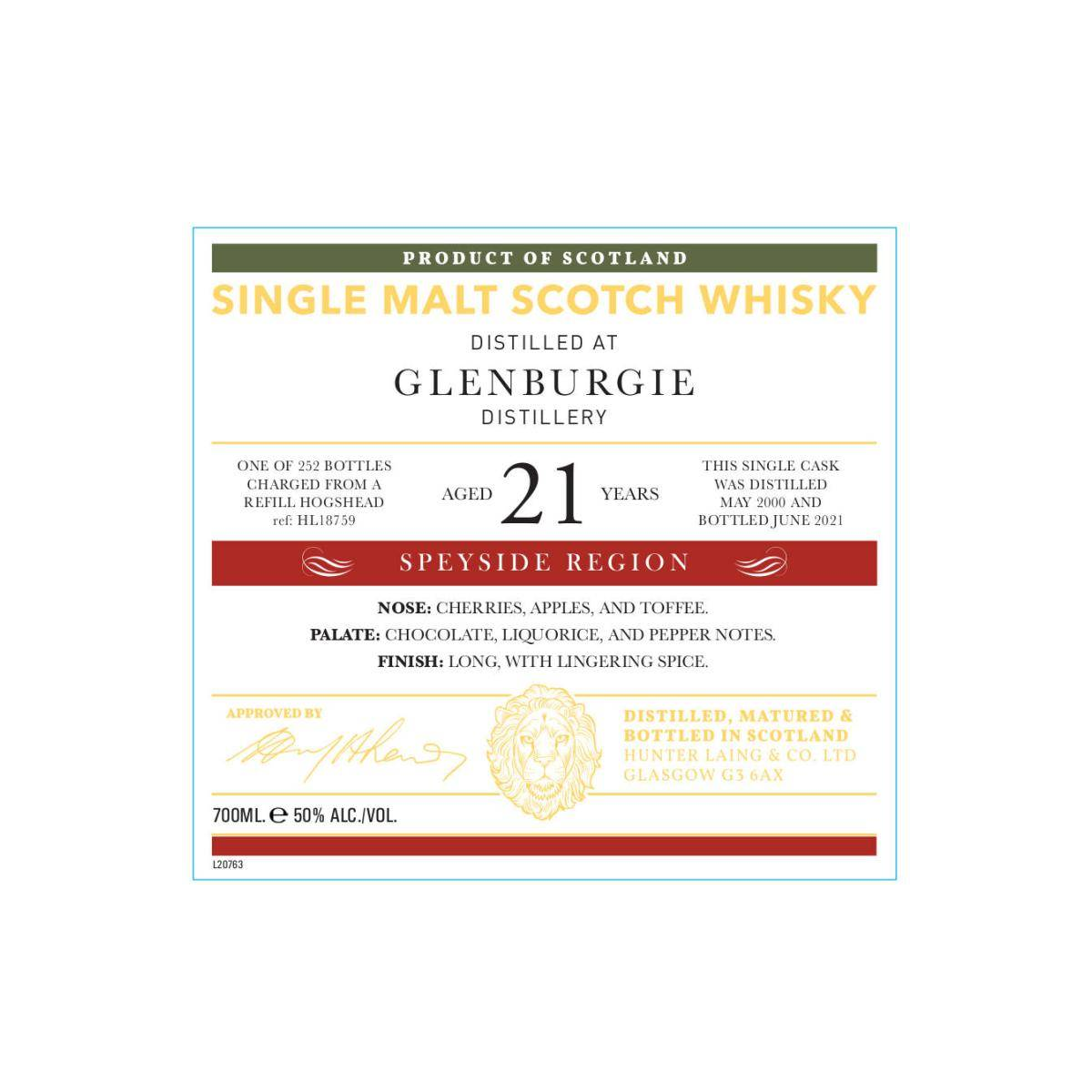 Glenburgie Old Malt Cask 2000 21 Years Single Malt Whisky