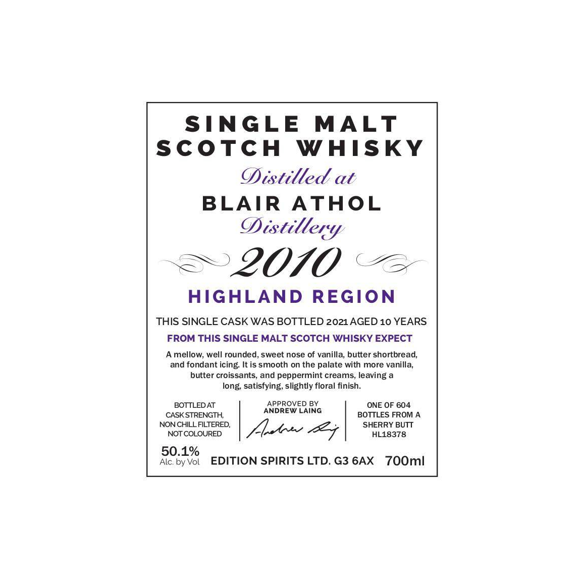 Blair Athol The First Editions 2010 10 Years Single Malt Whisky 3