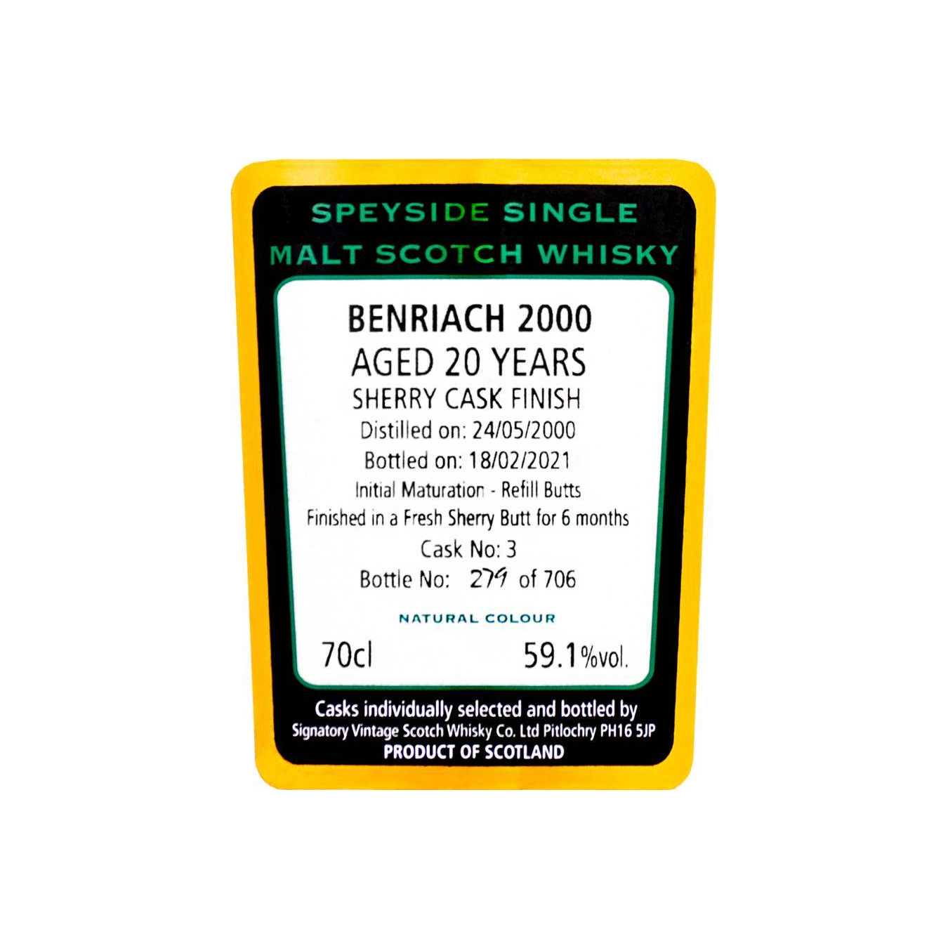 BenRiach Cask Strength Collection 2000 20 Years Single Malt Whisky 3