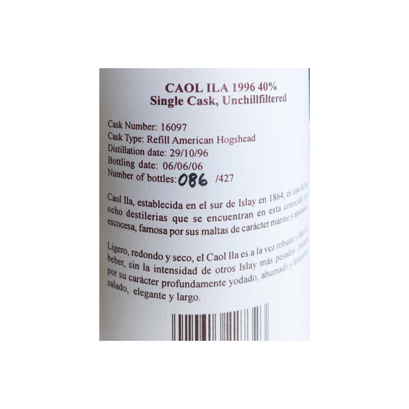 Caol Ila Single Cask 1996 9 Years Single Malt Whisky 2