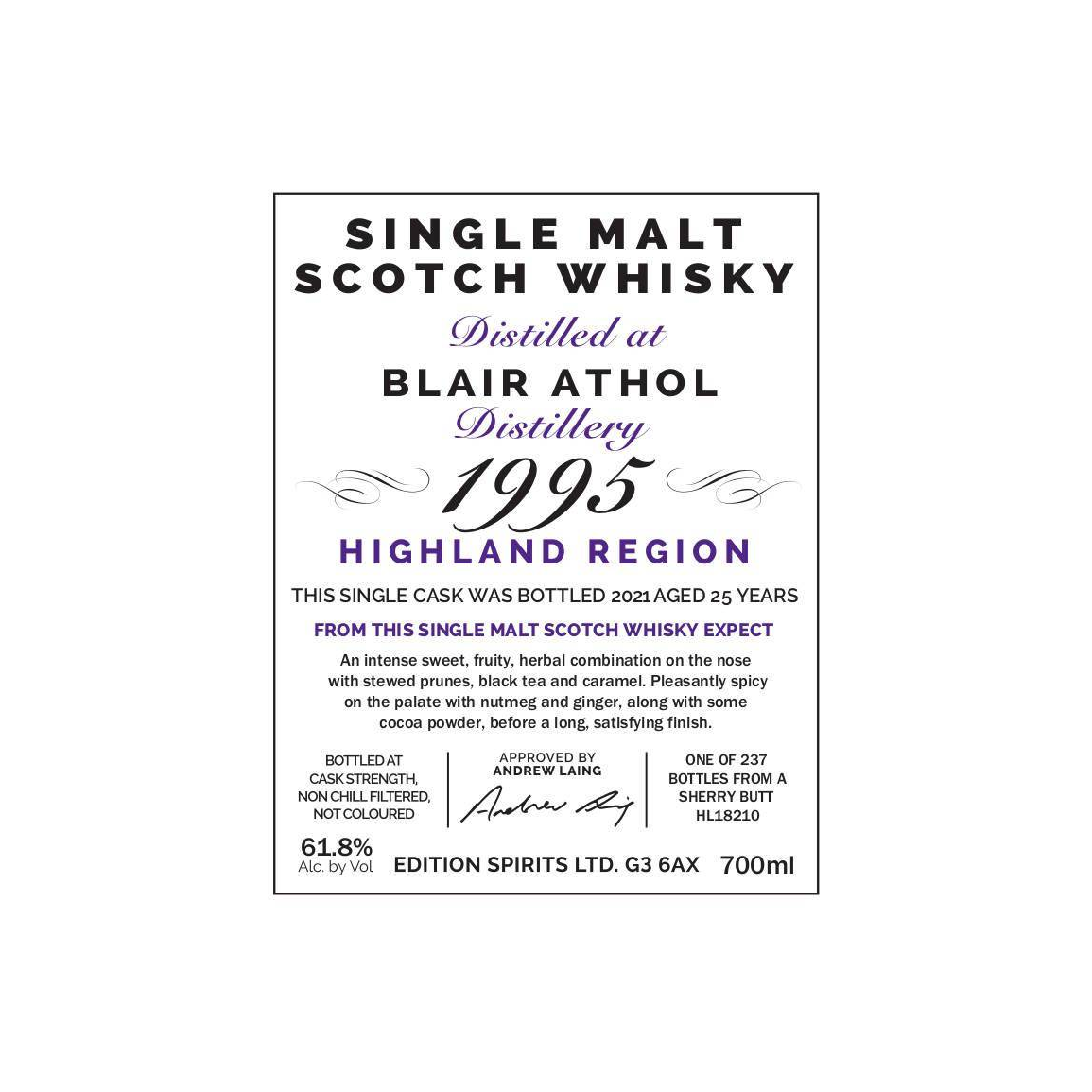 Blair Athol The First Editions 1995 25 Years Single Malt Whisky 3