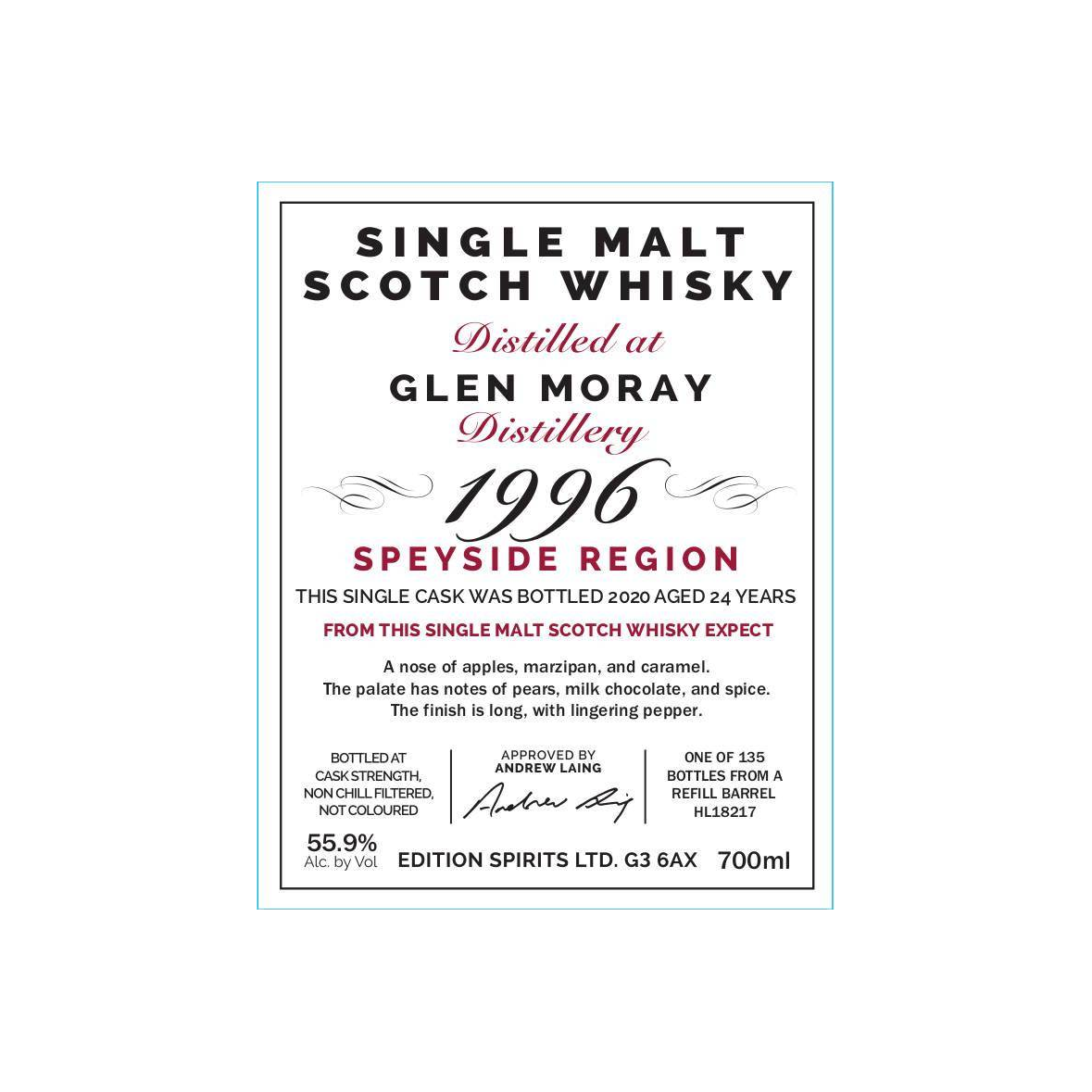 Glen Moray The First Editions 1995 24 Years Single Malt Whisky