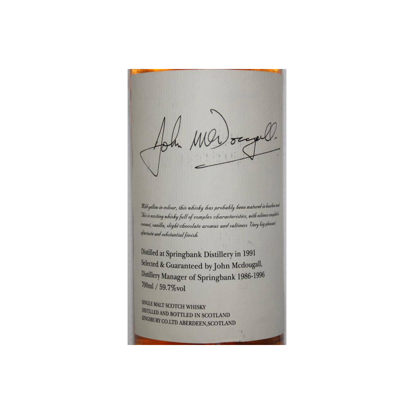 Springbank 1991 Single Malt Whisky 2