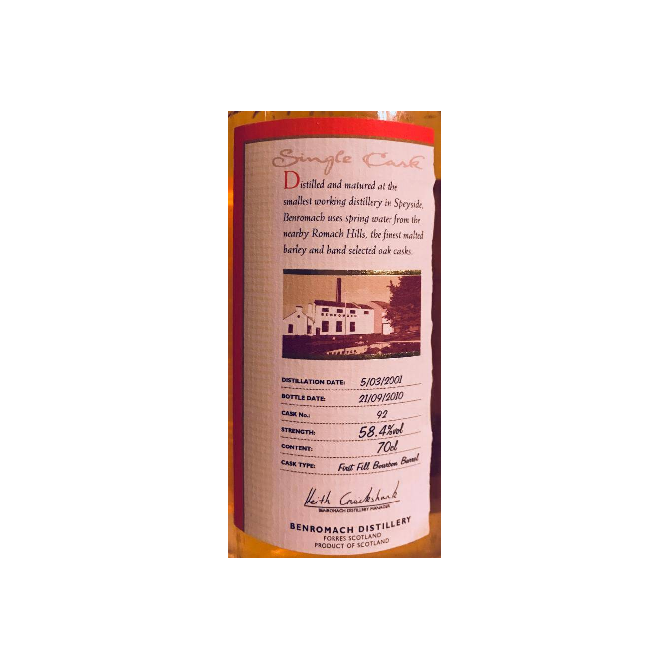 Benromach Single Cask 2001 9 Years Single Malt Whisky 2