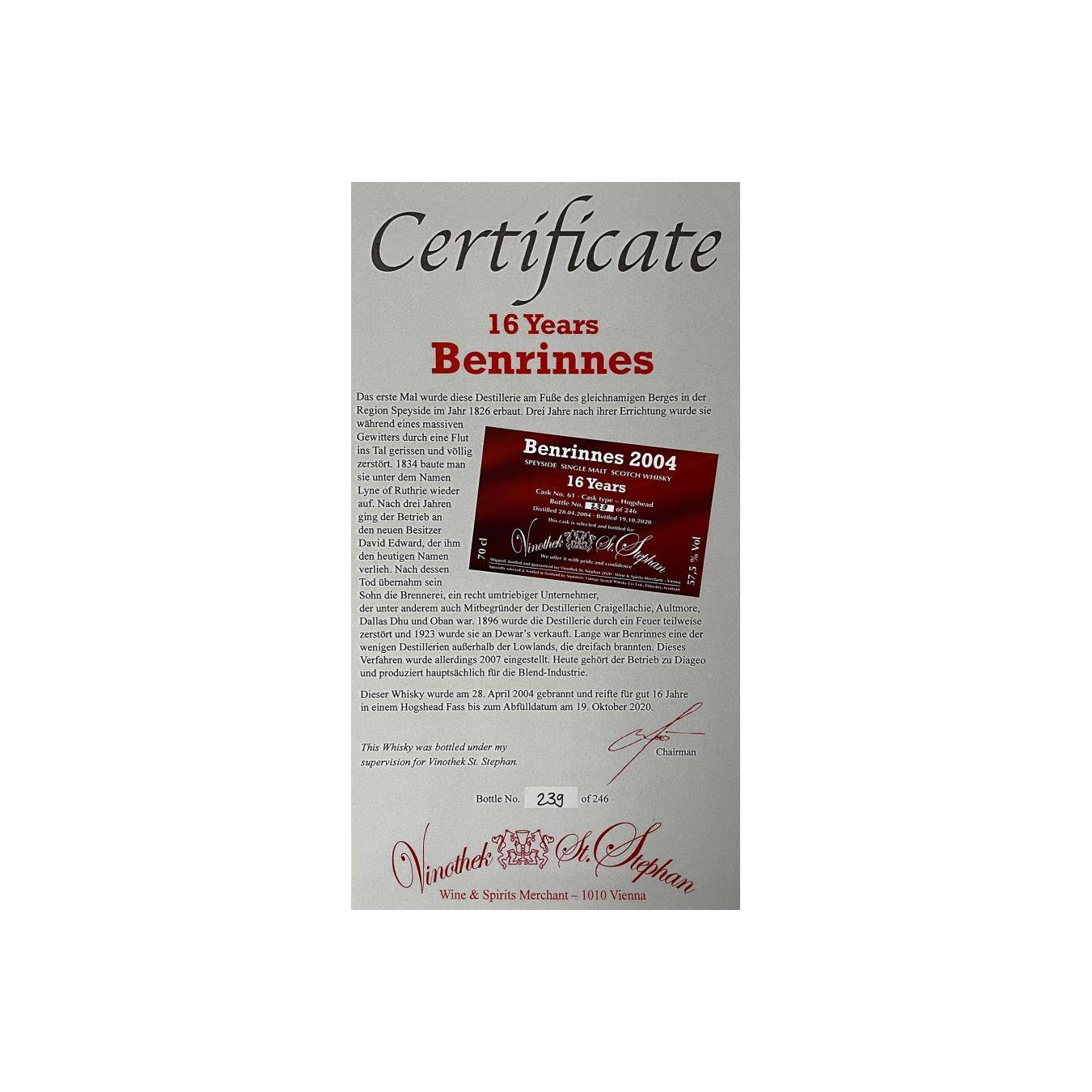 Benrinnes 2004 16 Years Single Malt Whisky 3