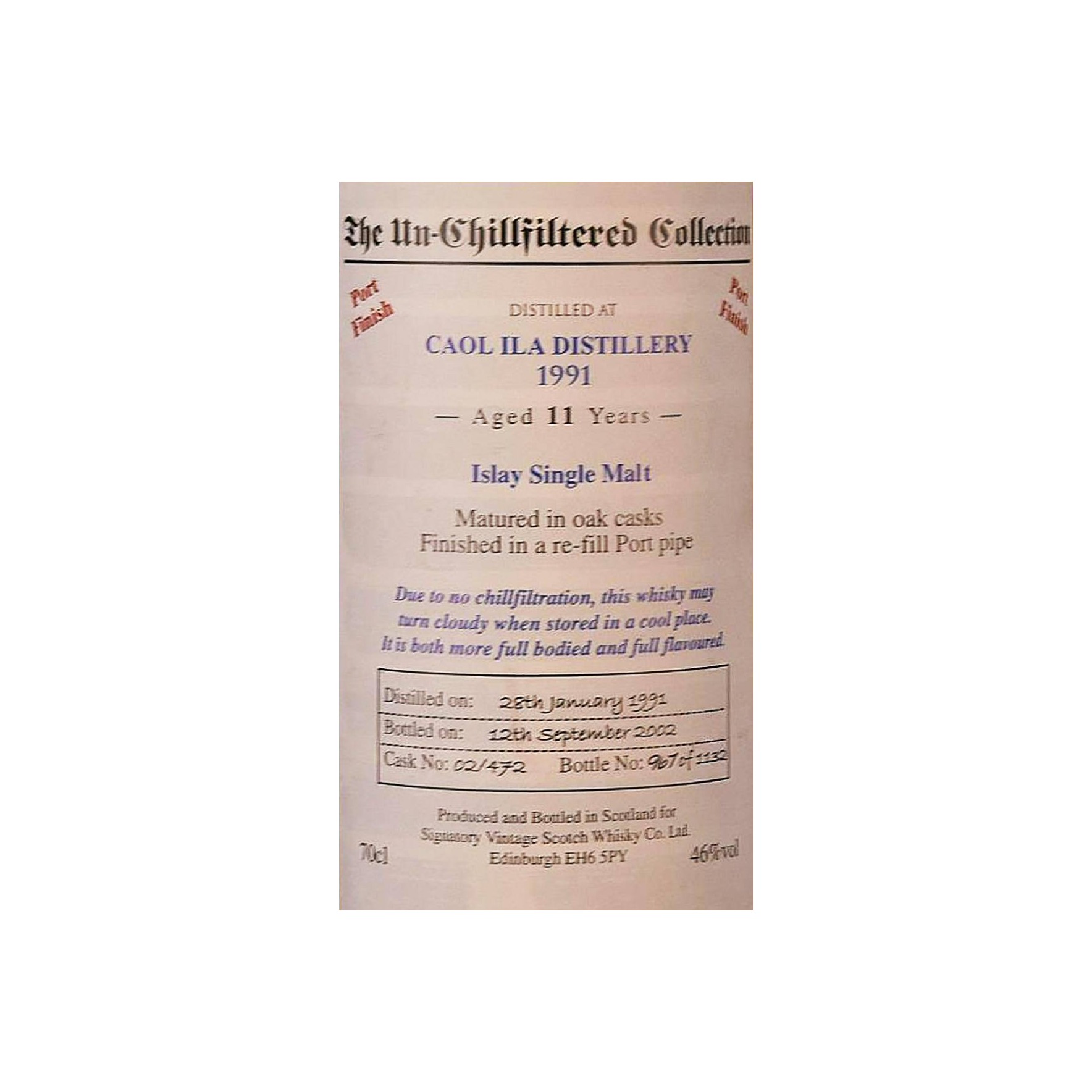 Caol Ila The Un-Chillfiltered Collection 1991 11 Years Single Malt Whisky 3