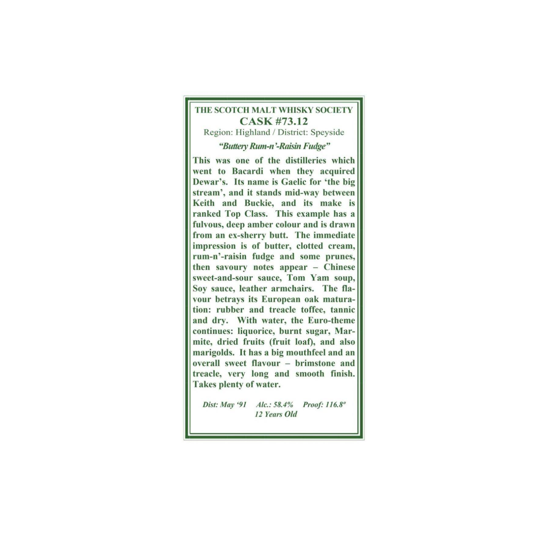 The Scotch Malt Whisky Society 1991 12 Years Single Malt Whisky